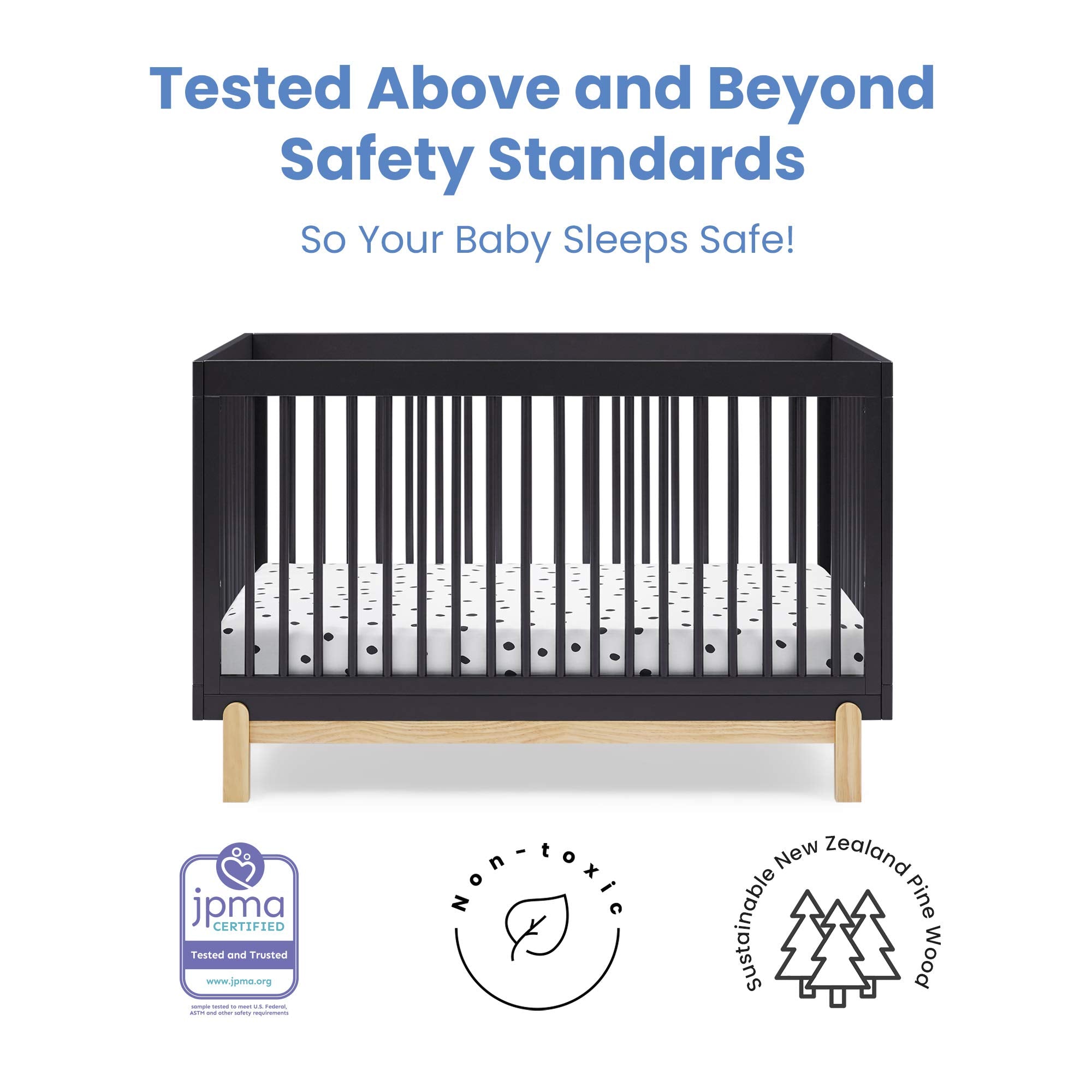 4-in-1 Convertible Crib with Adjustable Mattress Height