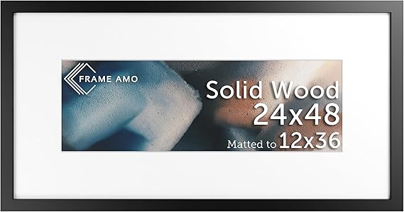 A0 33.1x46.8 Black Solid Wood Poster Frame, with 22.9x32.6 White Mat