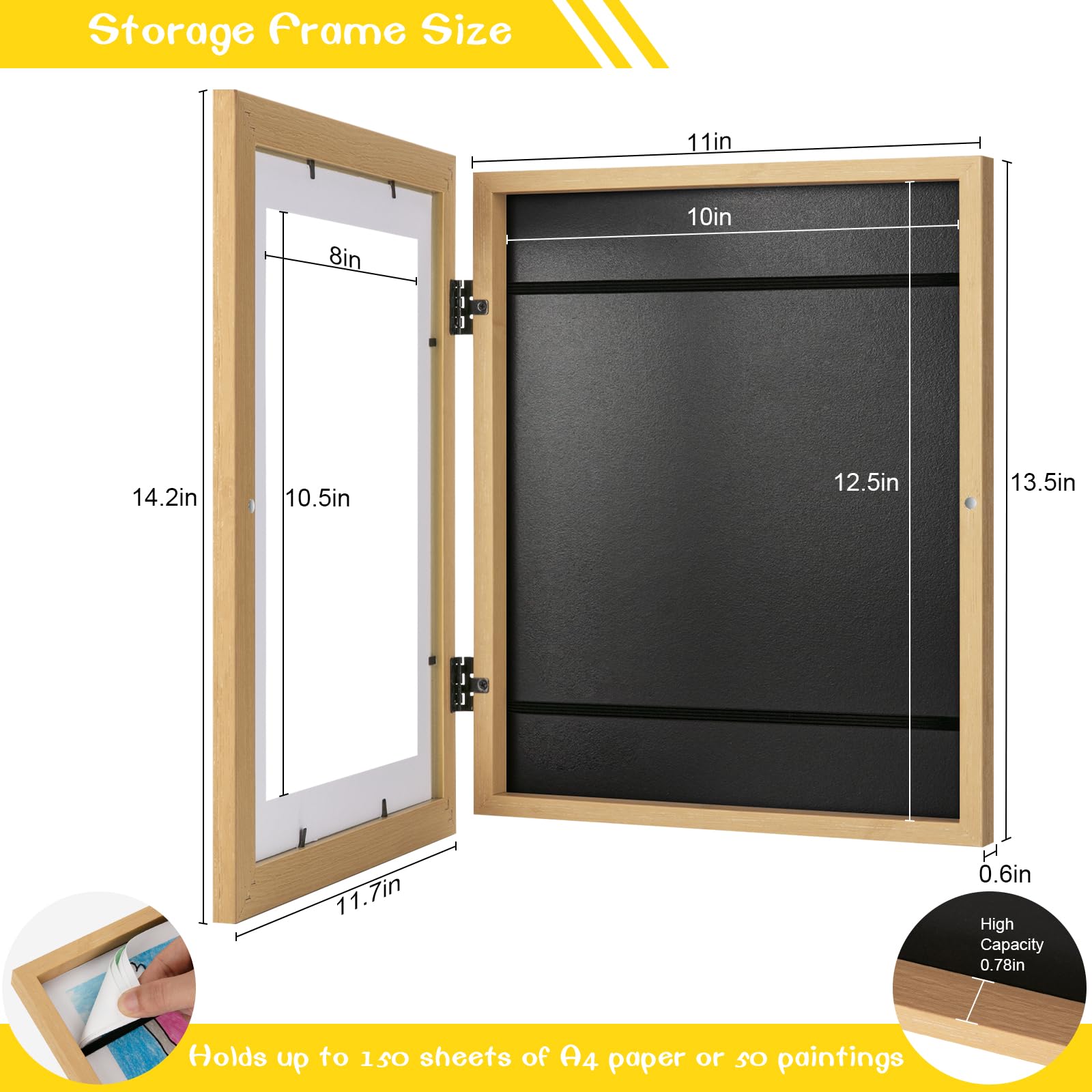 Kids Art Display Frame with Front Opening Storage