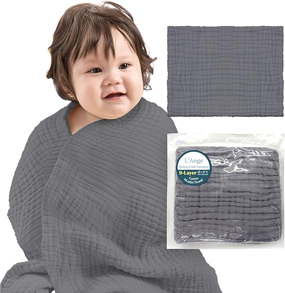 Bath Towel - 9 Layers 100% Cotton Muslin, Super Quick Dry, Medical