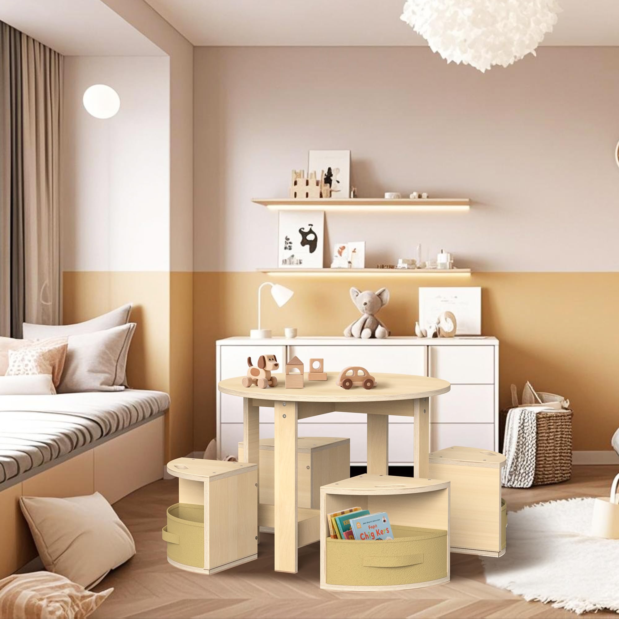 Toddler Activity Table with Storage Stools