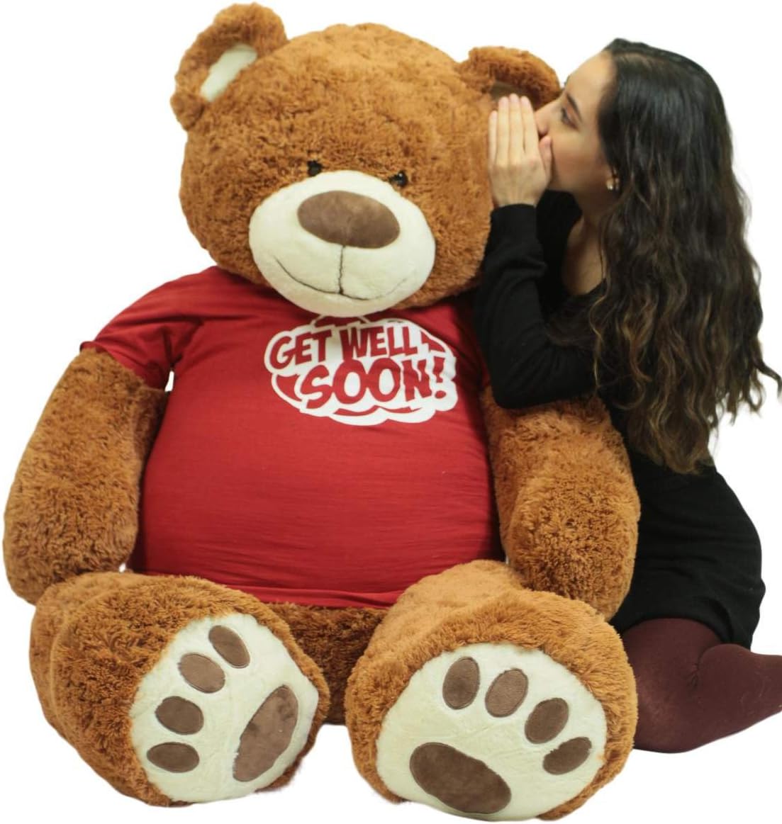 Giant Teddy Bear with Get Well Soon T-Shirt - Huge 5-Foot Plush Teddybear - Stuffed Animal - Loving Gift - OSO de Peluche - Cute Oversized Plushie - Jumbo Bear to Show You Care