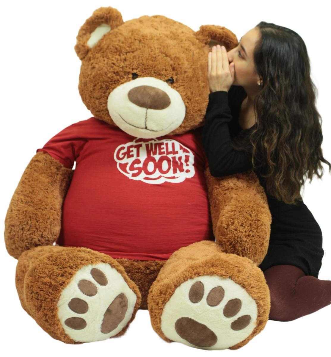 Giant Teddy Bear with Get Well Soon T-Shirt - Huge 5-Foot Plush Teddybear - Stuffed Animal - Loving Gift - OSO de Peluche - Cute Oversized Plushie - Jumbo Bear to Show You Care