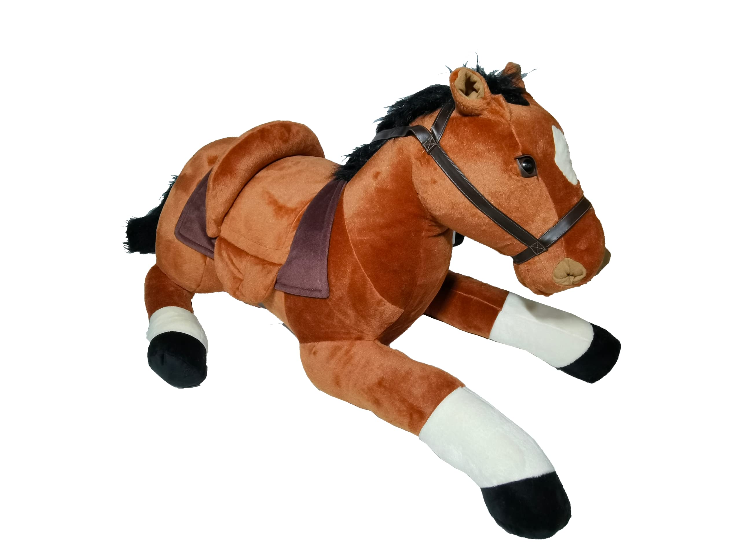 52Inches Big Horse Stuffed Animal, Cute Plush Soft Toy, Dark Brown