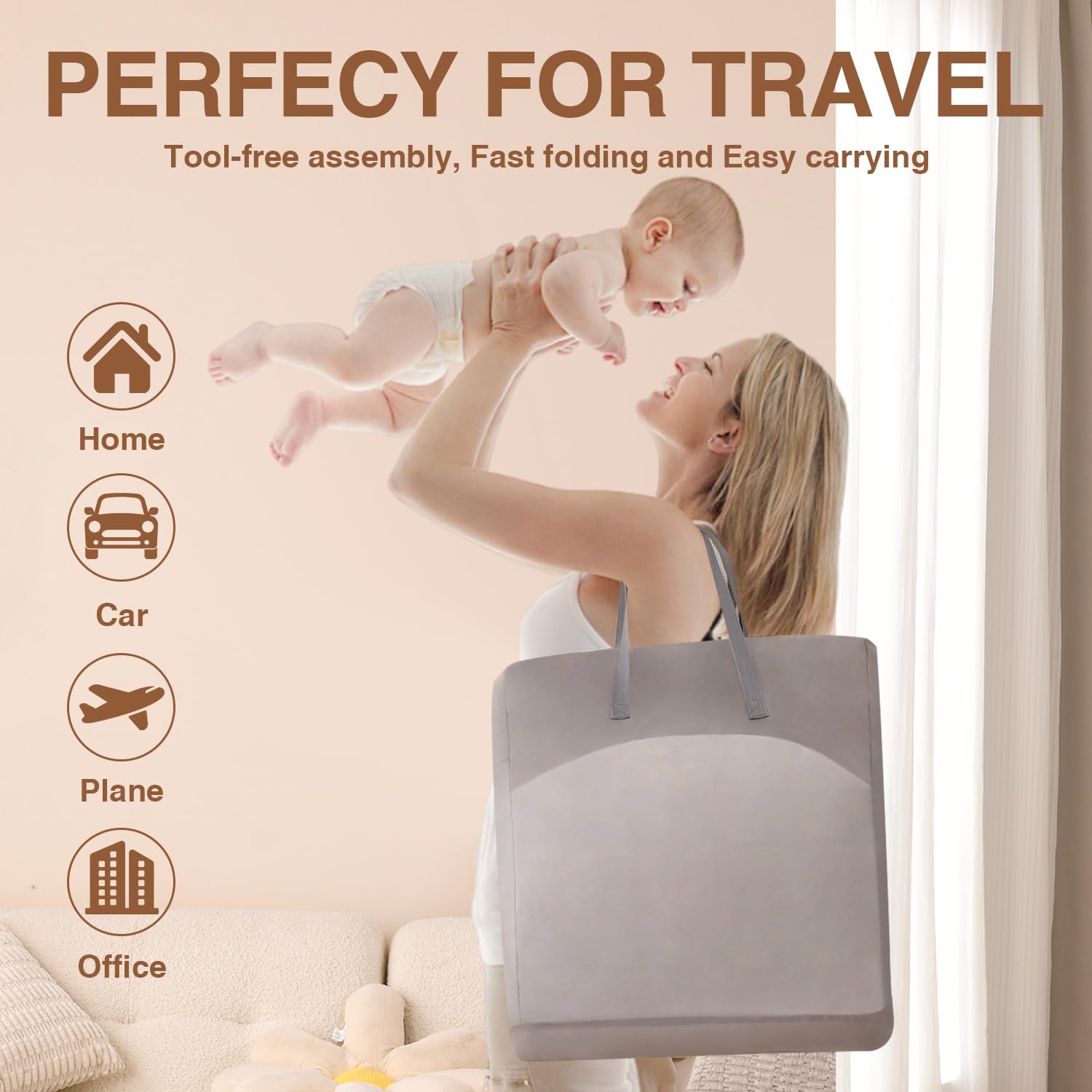 Portable Travel Bassinet with Breathable Mesh and Adjustable Angle
