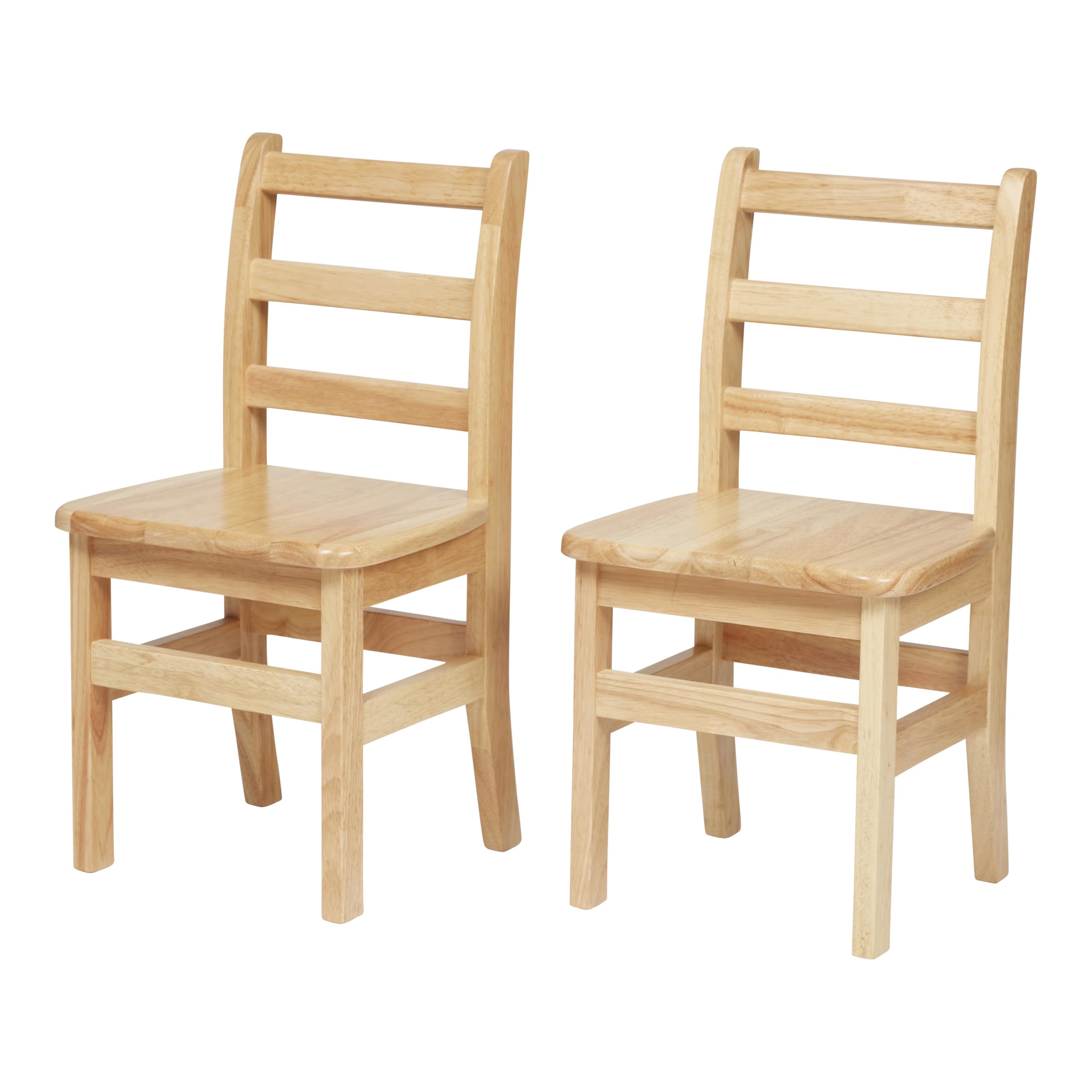 Wooden Ladderback Chairs, 14", Kids Furniture, Natural, 2-Pack