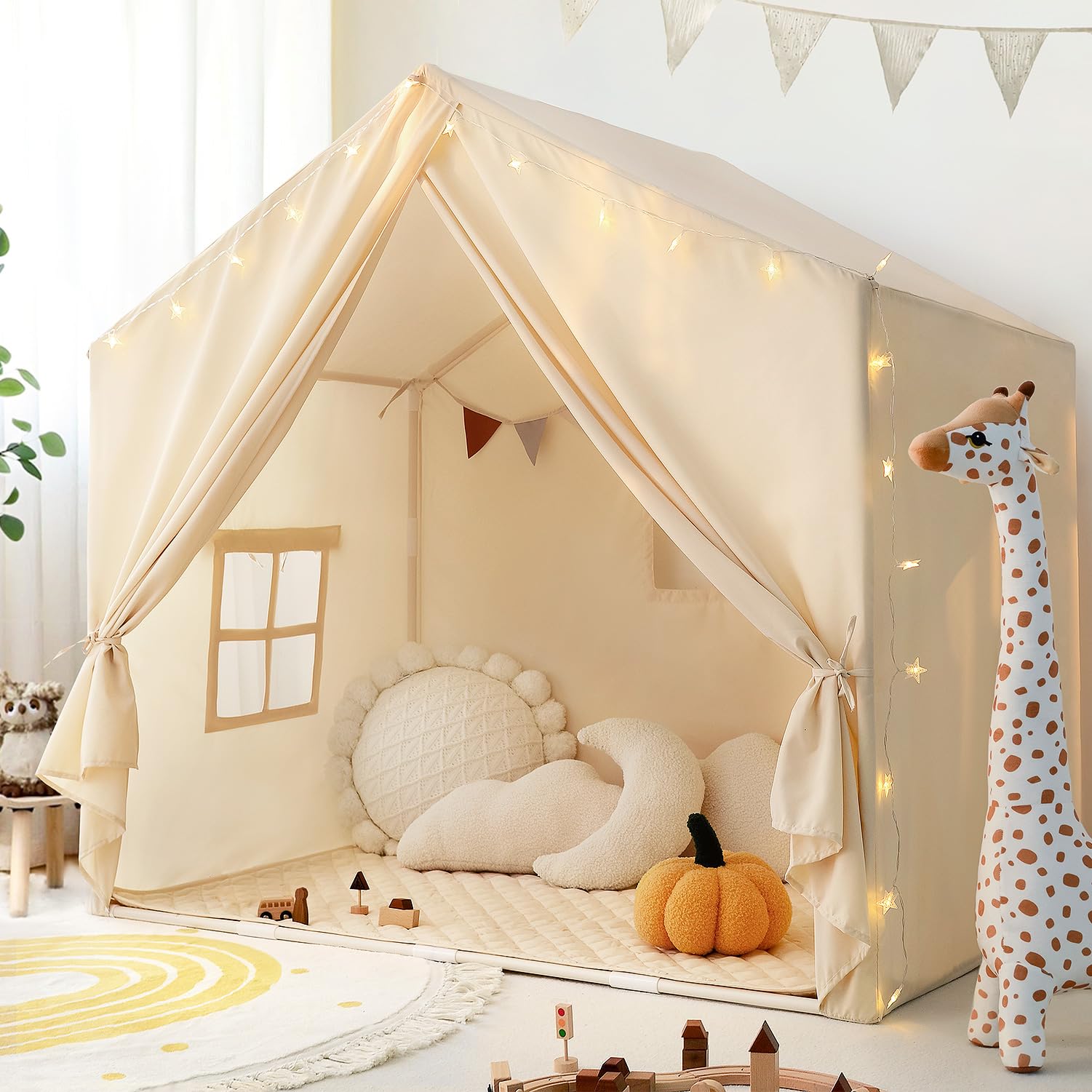 Indoor Play Tent with Padded Mat for Kids