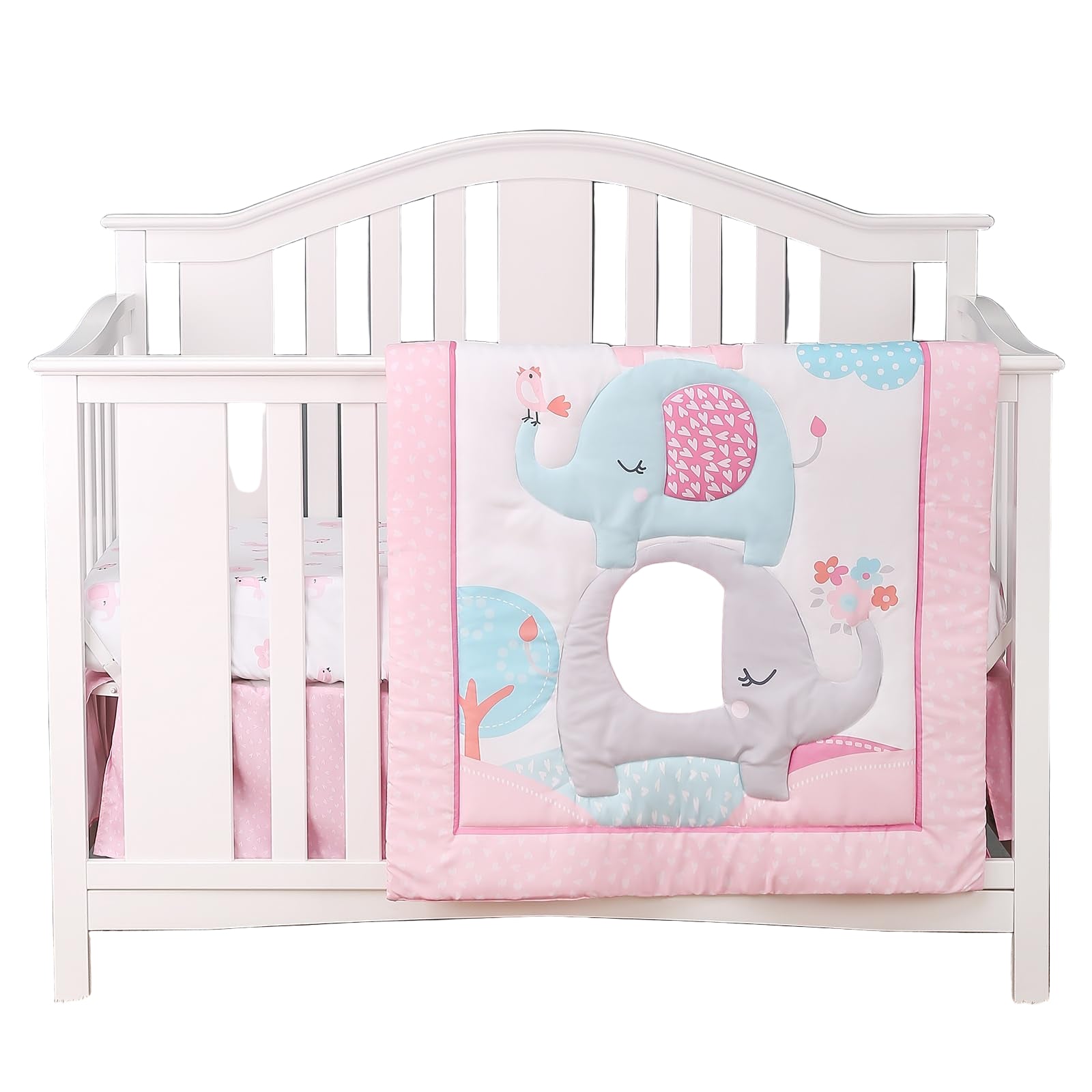 3 Piece Baby Crib Bedding Set for Girls, Baby Bedding Includes Comforter