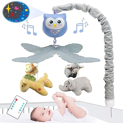 Baby Crib Mobile with Music and Lights for Boys Musical Mobile Animals