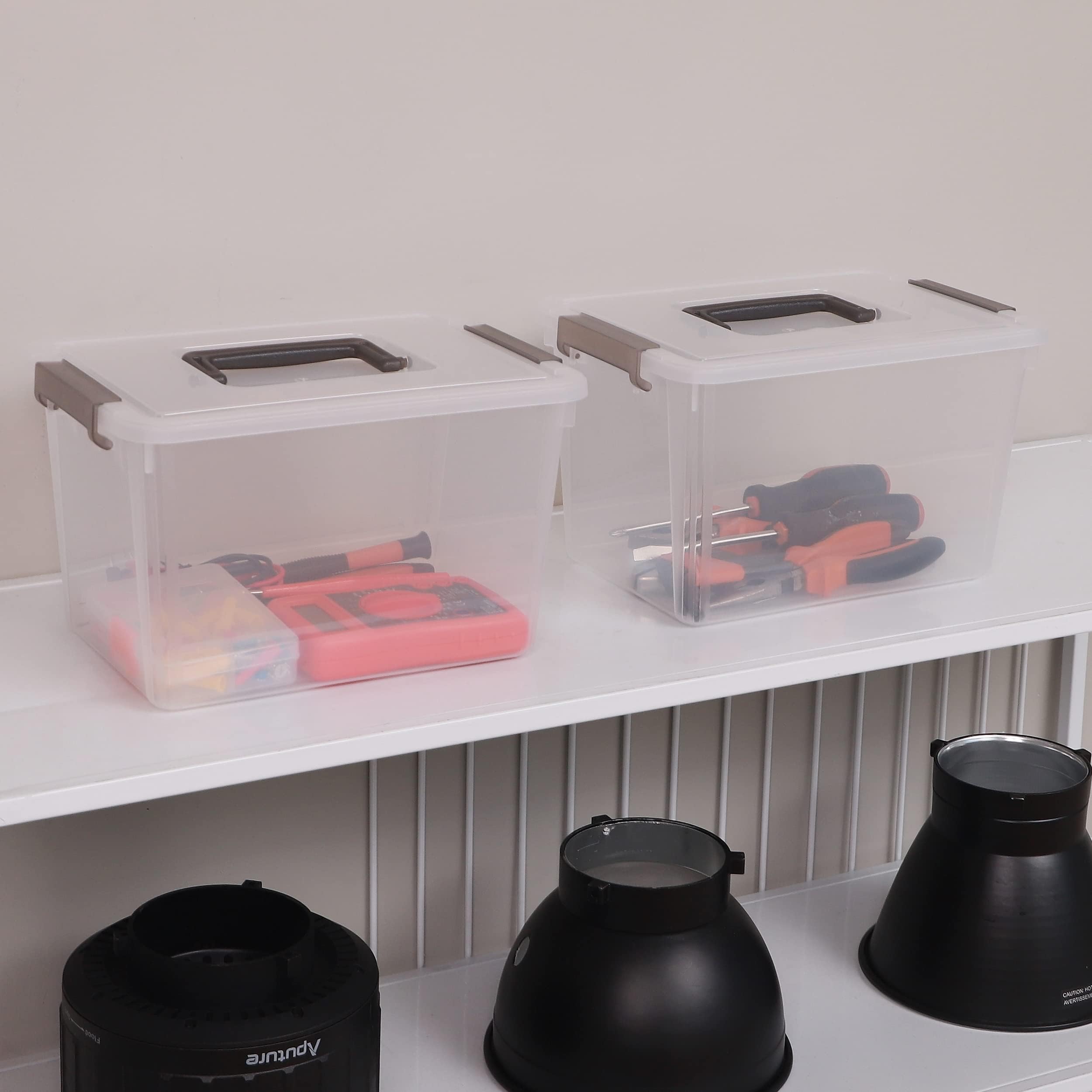 8 Packs 6 QT Plastic Storage Bins with Latching Lids Clear Storage Box