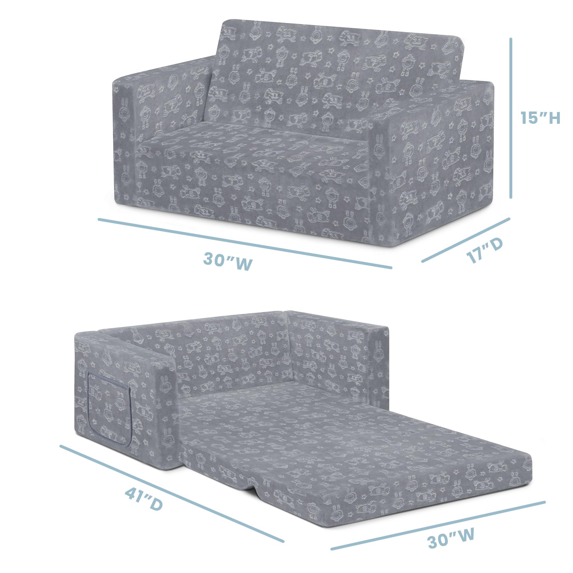 Convertible Kids Sofa Sleeper with Washable Cover