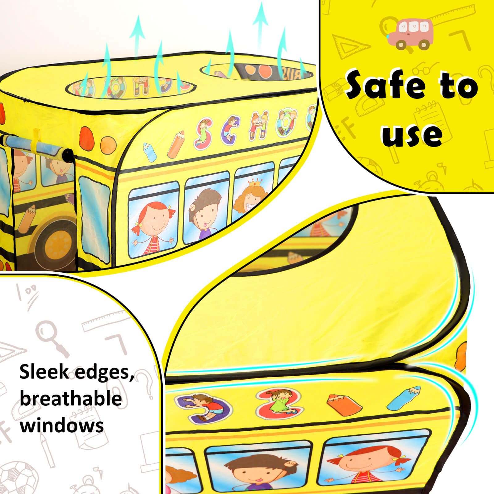 School Bus Pop Up Play Tent for Kids