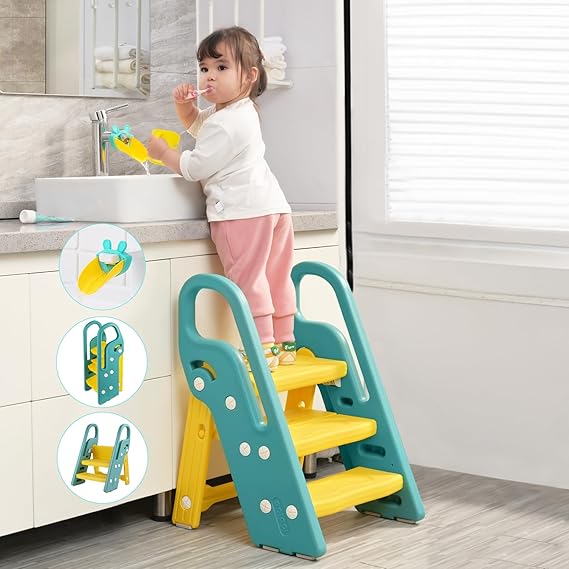 Foldable Toddler Step Stool for Bathroom Sink, Adjustable