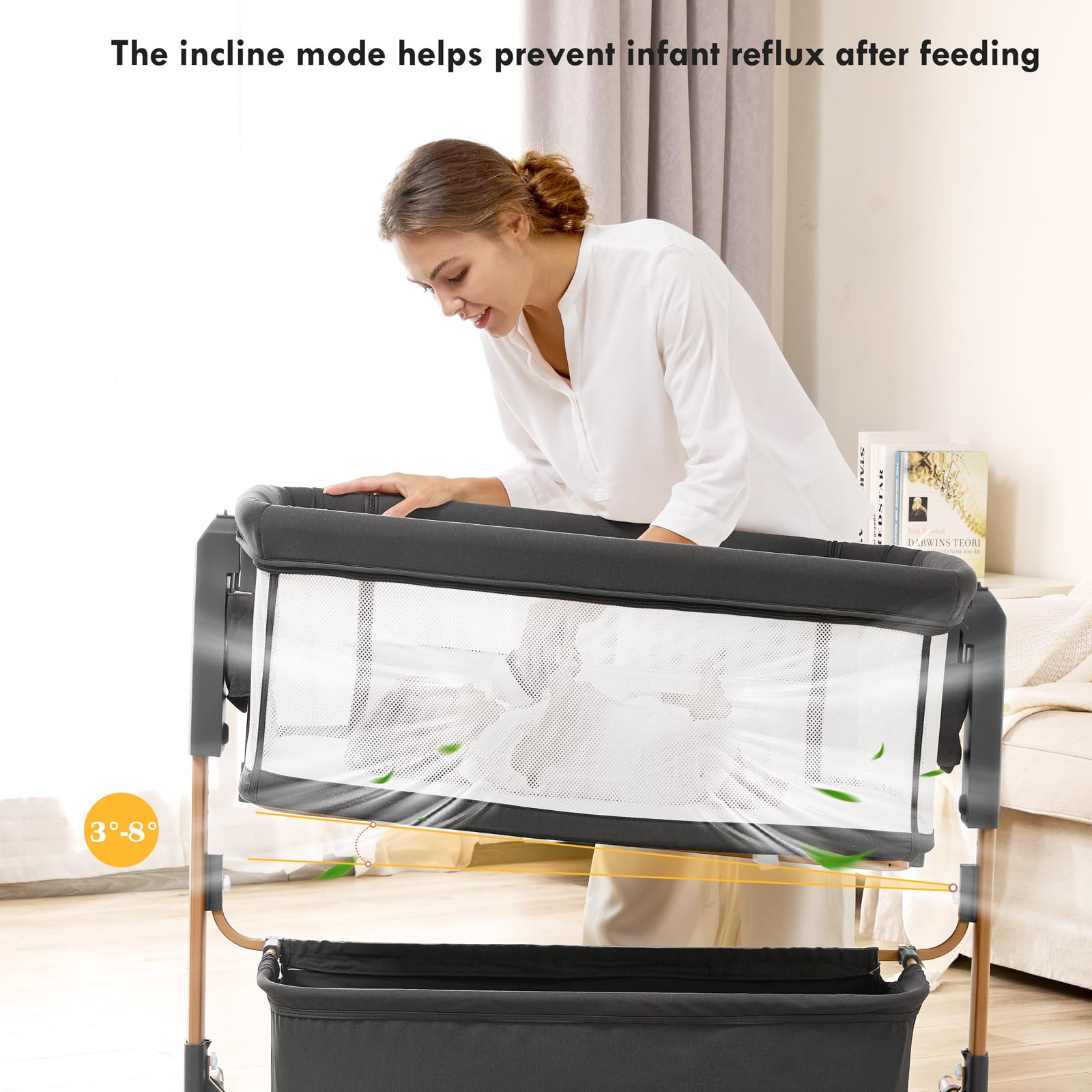 3-in-1 Bedside Bassinet with Adjustable Height