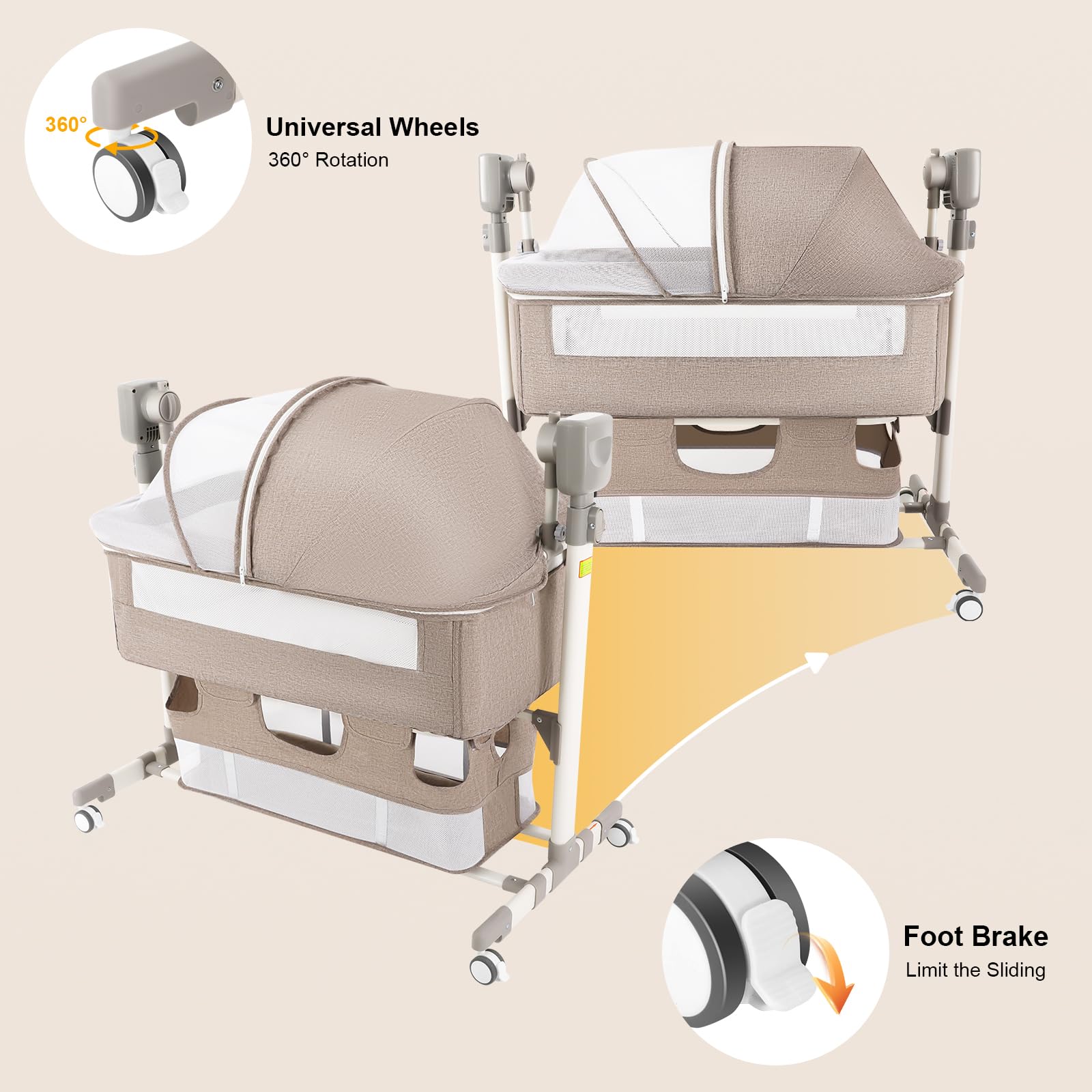 Smart Baby Bassinet Bedside Sleeper with Adjustable Height