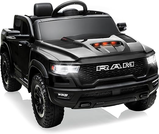 12V Licensed Ram 1500 Ride on Toy for Kids, Toddler Ride on Pickup Truck