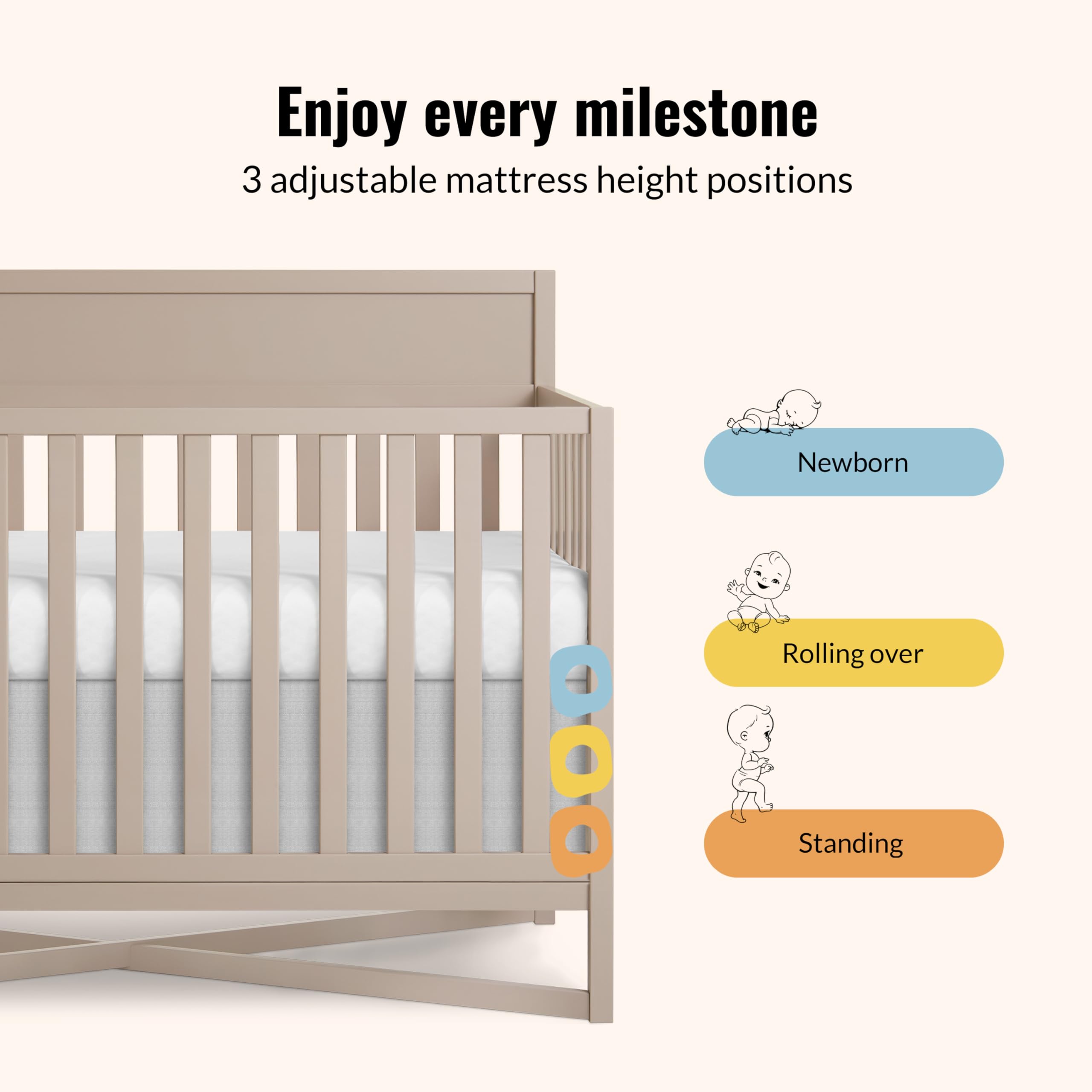 5-in-1 Convertible Full-Size Baby Crib