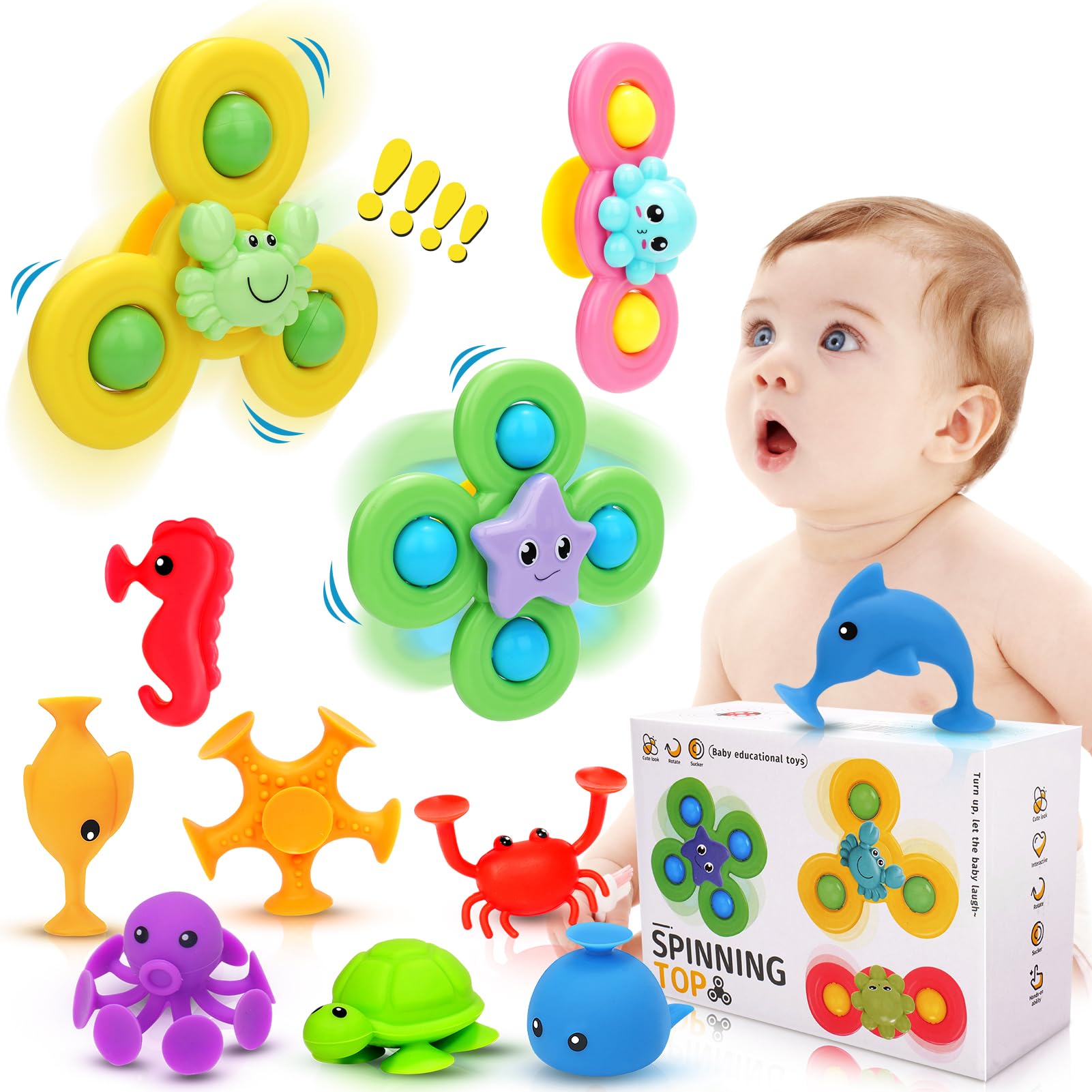 Bath Toys for Baby - 11 Pcs Window Toys for Toddlers, Airplane Car Travel