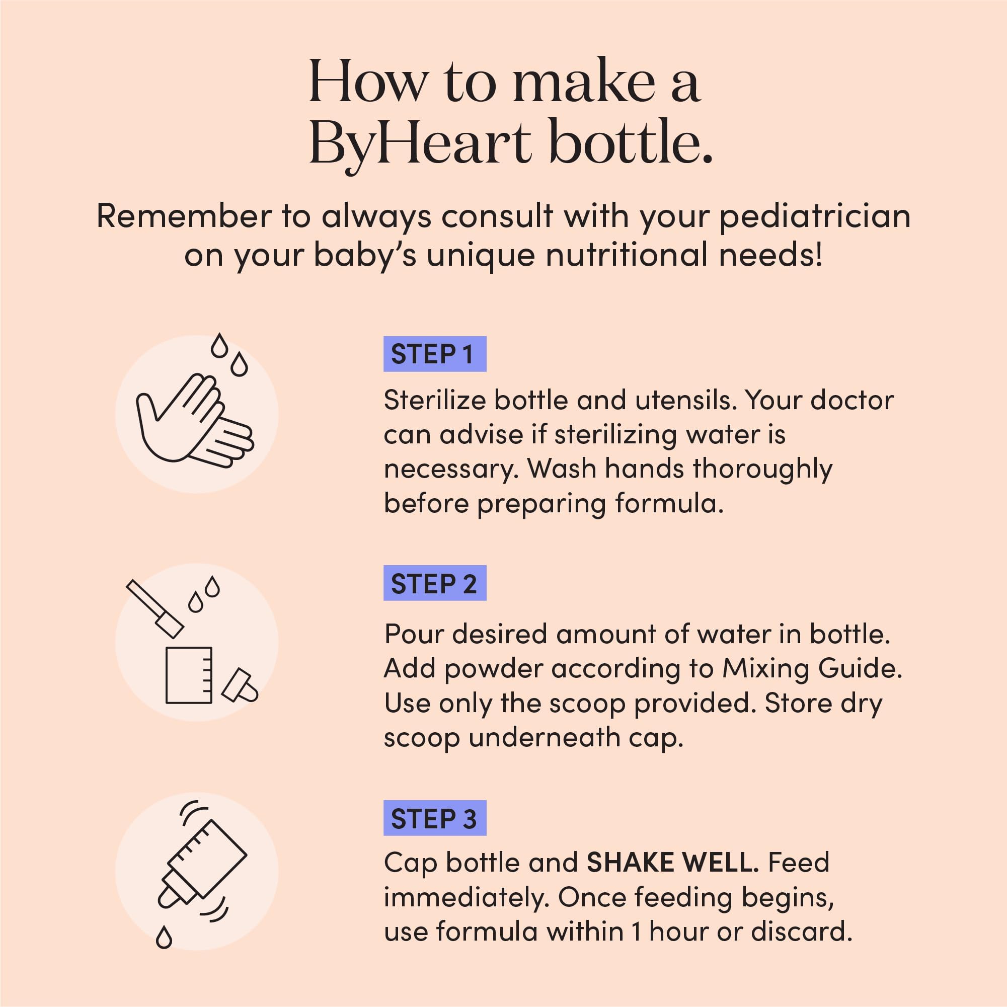ByHeart Infant Formula Powder for Infants 0-12 Months, Made With Organic Whole Milk, Clean Label Project Certified, Closest-to-Breast Milk Baby Formula Patented Protein Blend, 24 Ounce (Pack of 4)