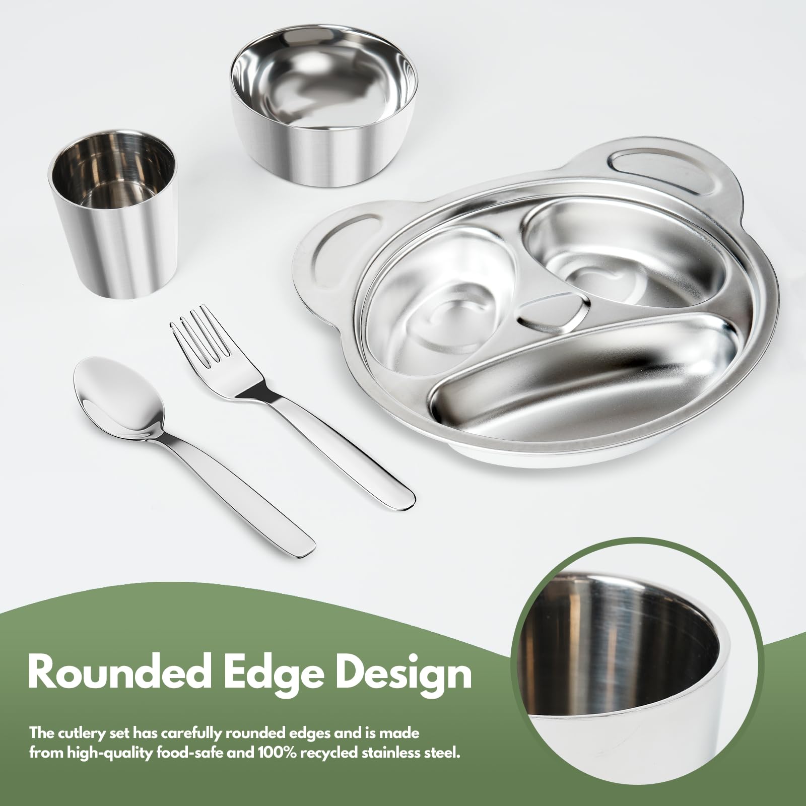 8-Piece Childproof Safety Cutlery Set - Premium 304 Stainless Steel