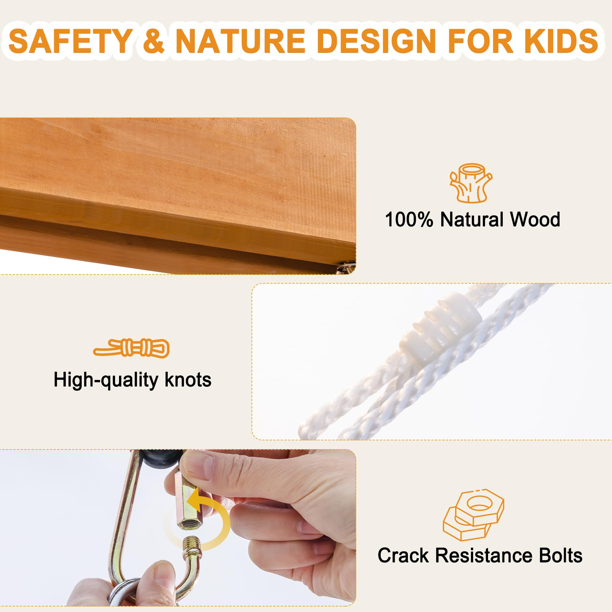 3-in-1 Wooden Swing Set for Backyard