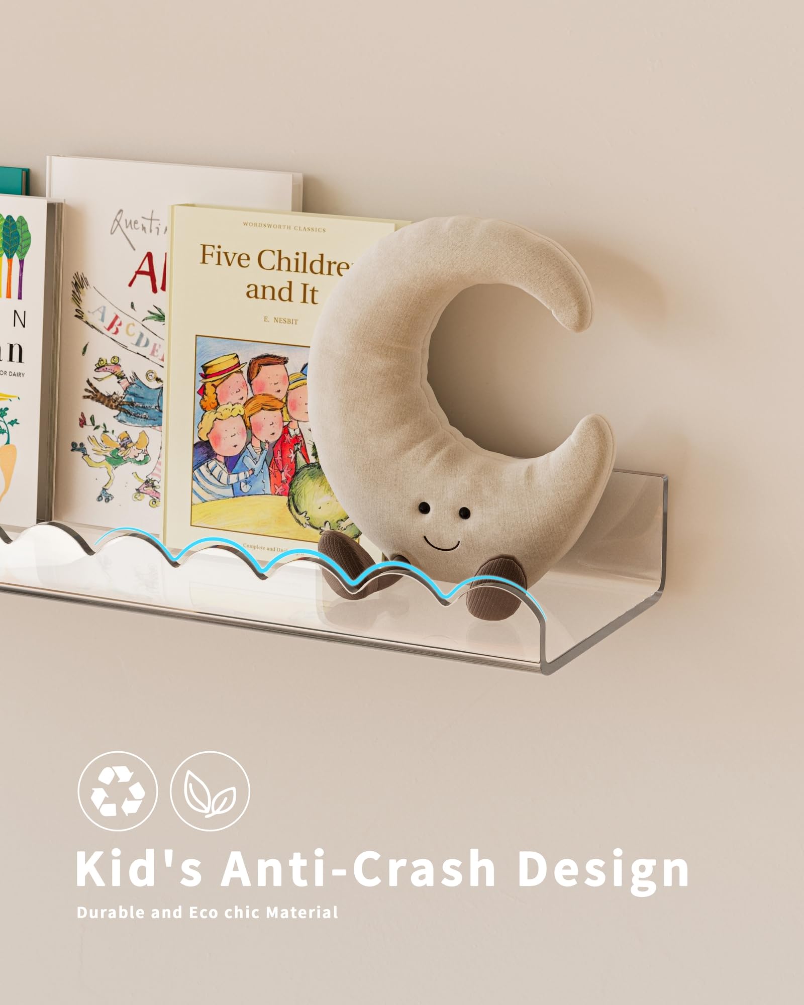 Clear Acrylic Floating Book Shelves for Kids Room
