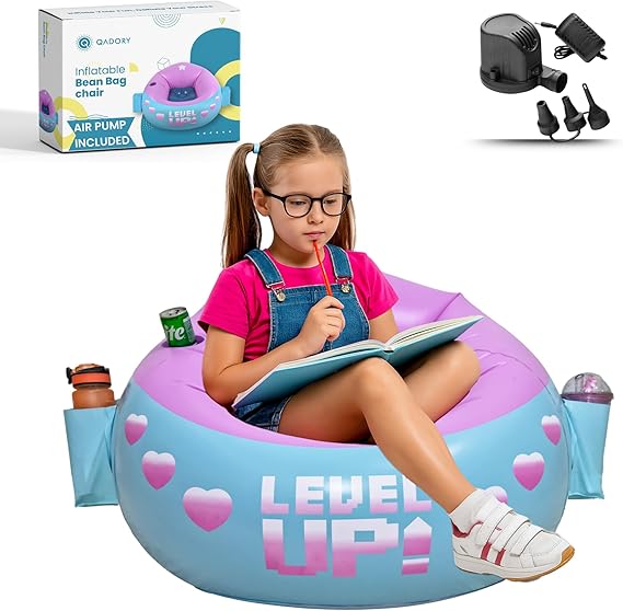 Inflatable Gaming Chair for Kids – Supports Up to 300 lbs, Includes Air Pump
