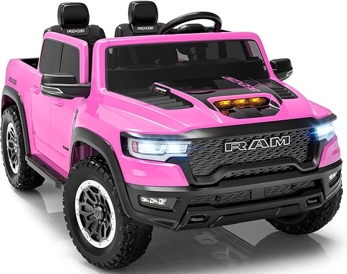 2 Seater Electric Car for Kids, Licensed RAM 1500 RHO 24V Ride on Truck w/Remote Control