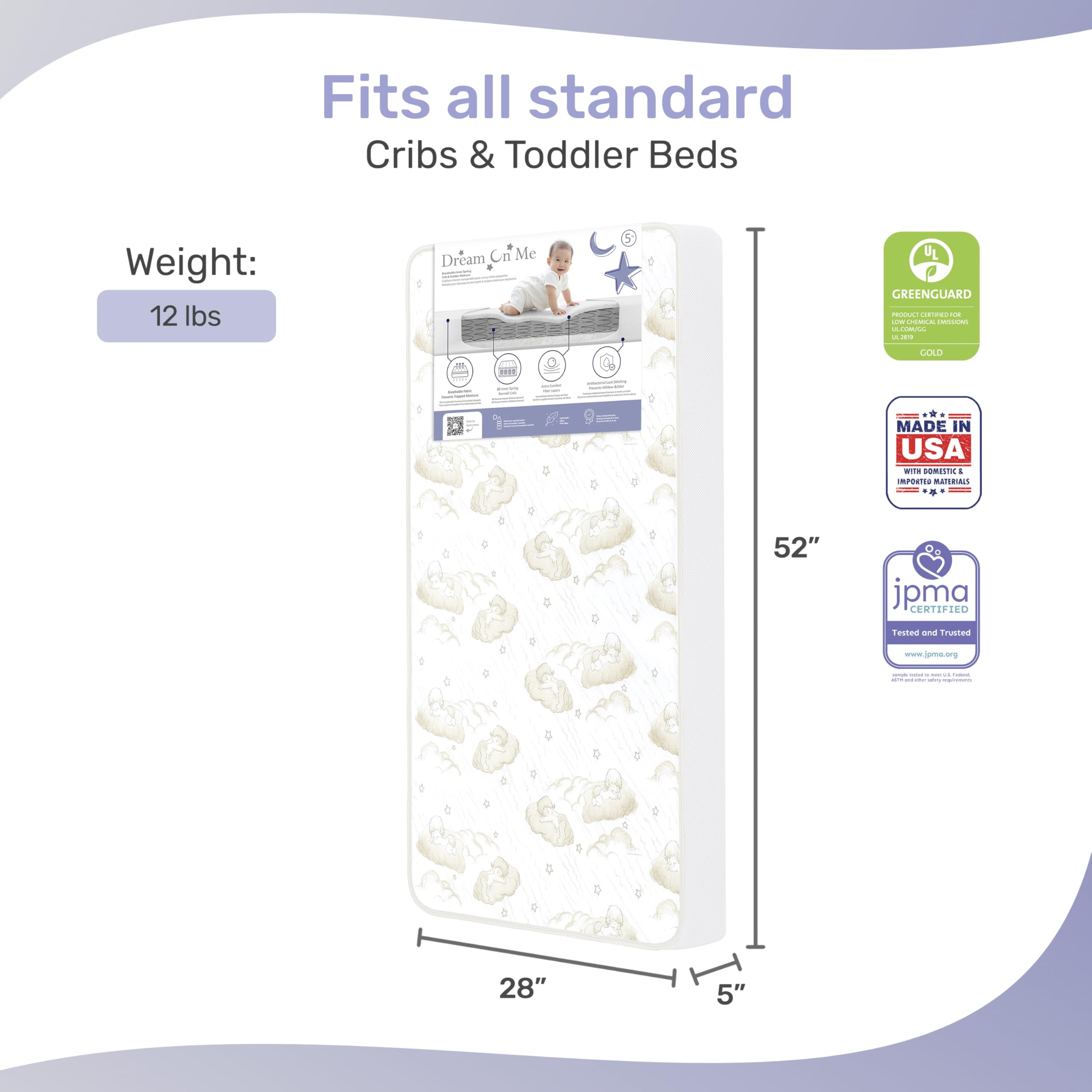 2-in-1 Breathable Spring Coil Crib & Toddler Mattress