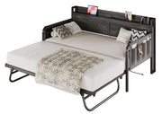 Twin Daybed with Trundle Bed, Storage Headboard