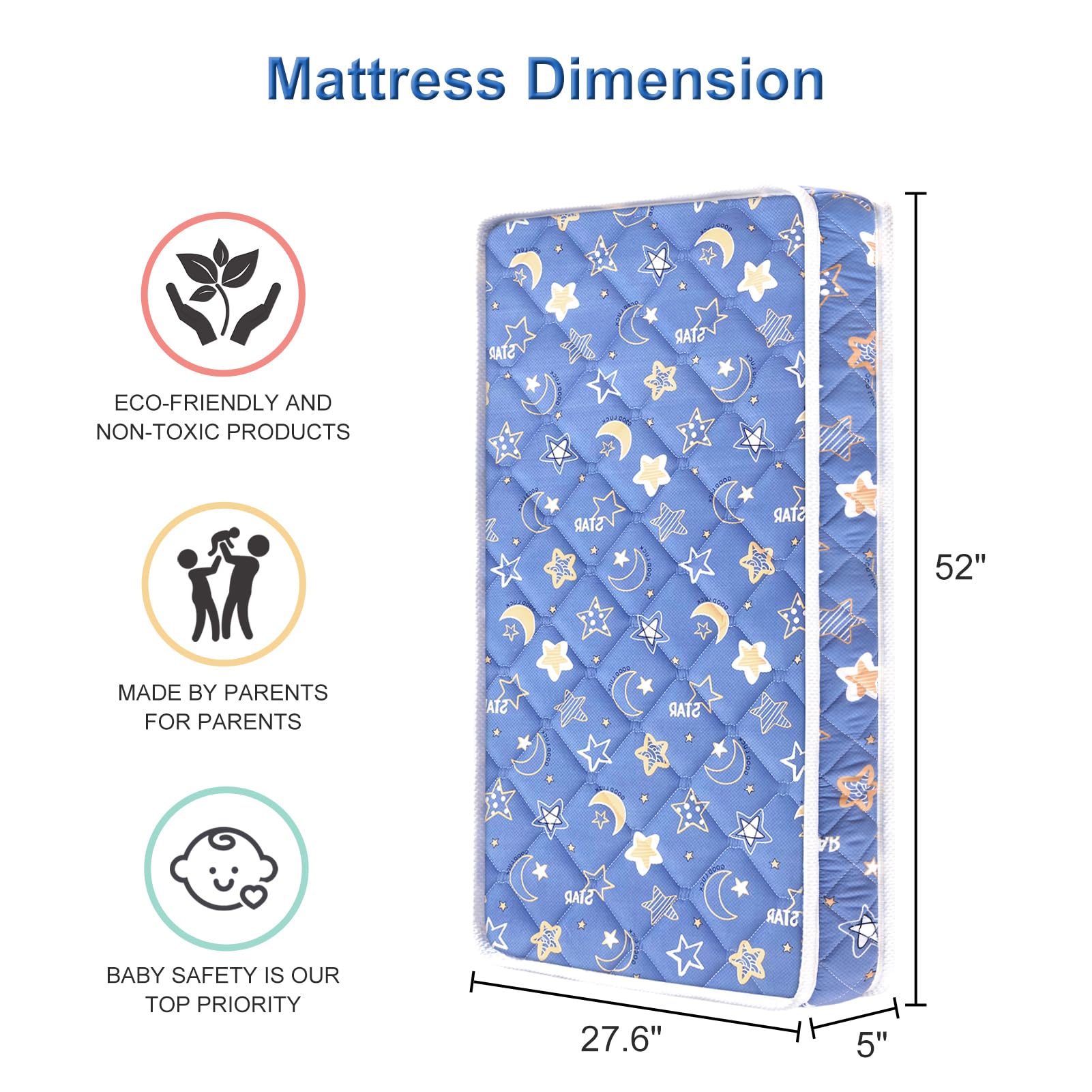 Premium Crib and Toddler Mattress - Firm Breathable Hypoallergenic