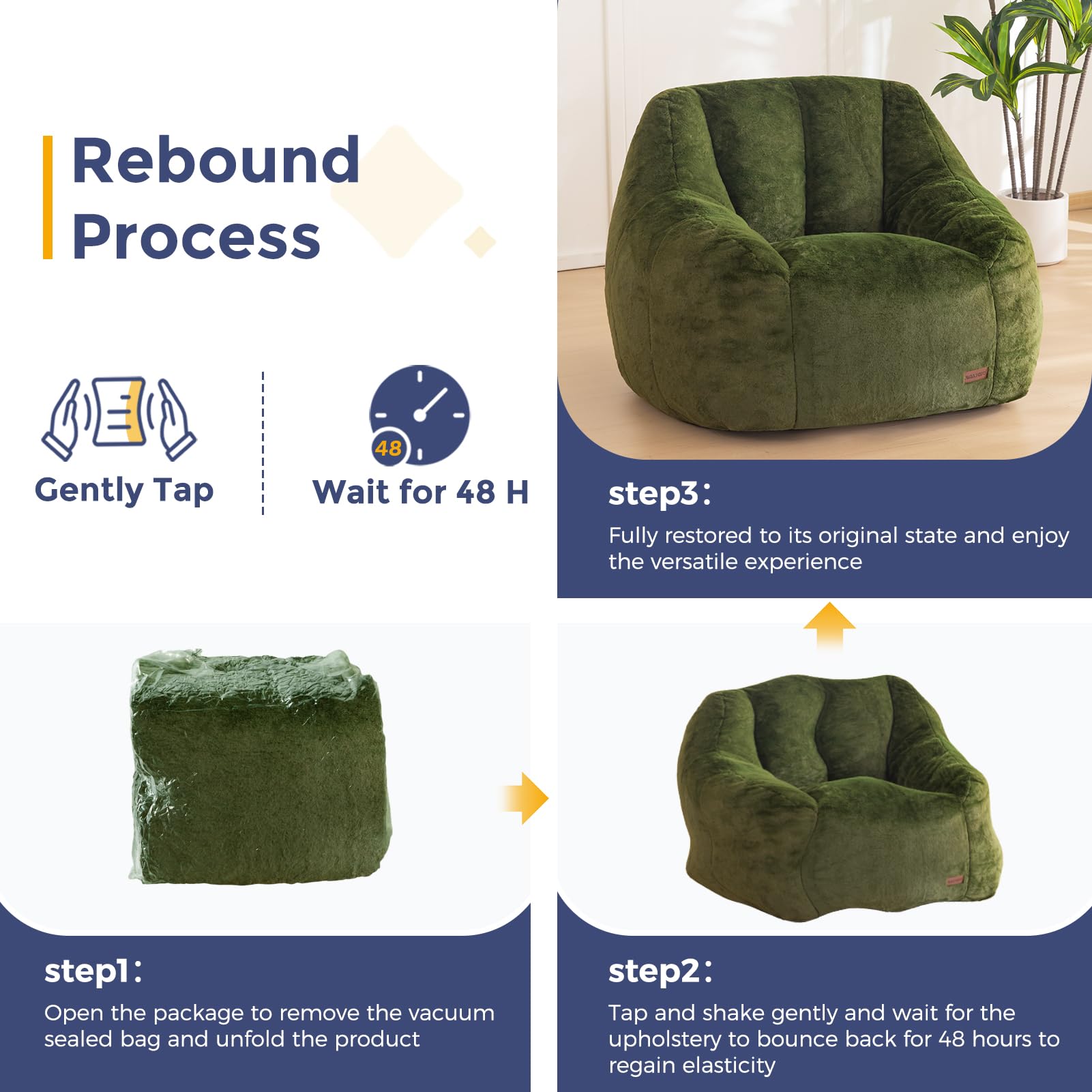 Faux Fur Bean Bag Chair with Back Support