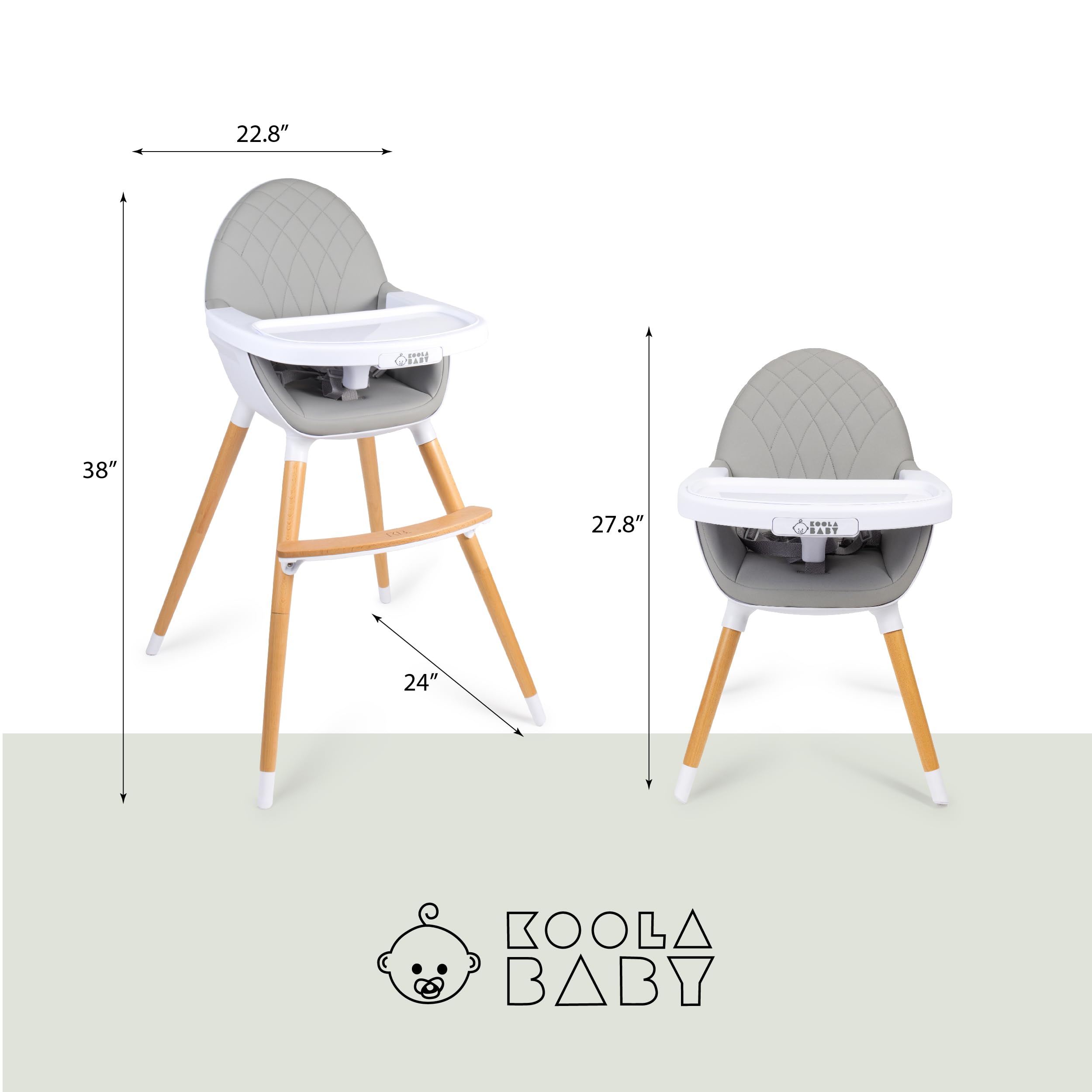 Convertible Wooden High Chair with Adjustable Height