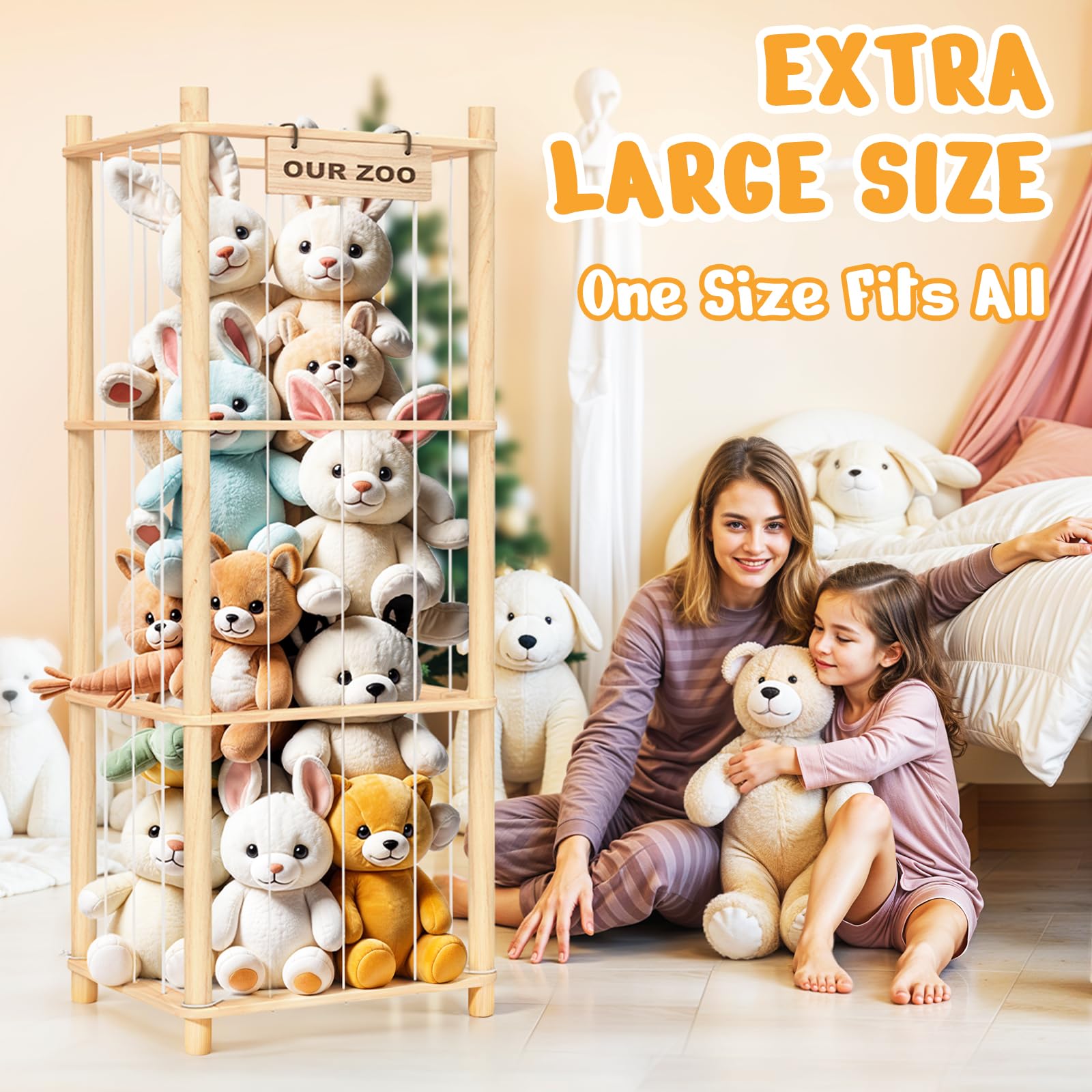 Wooden Stuffed Animal Storage Zoo Organizer for Kids