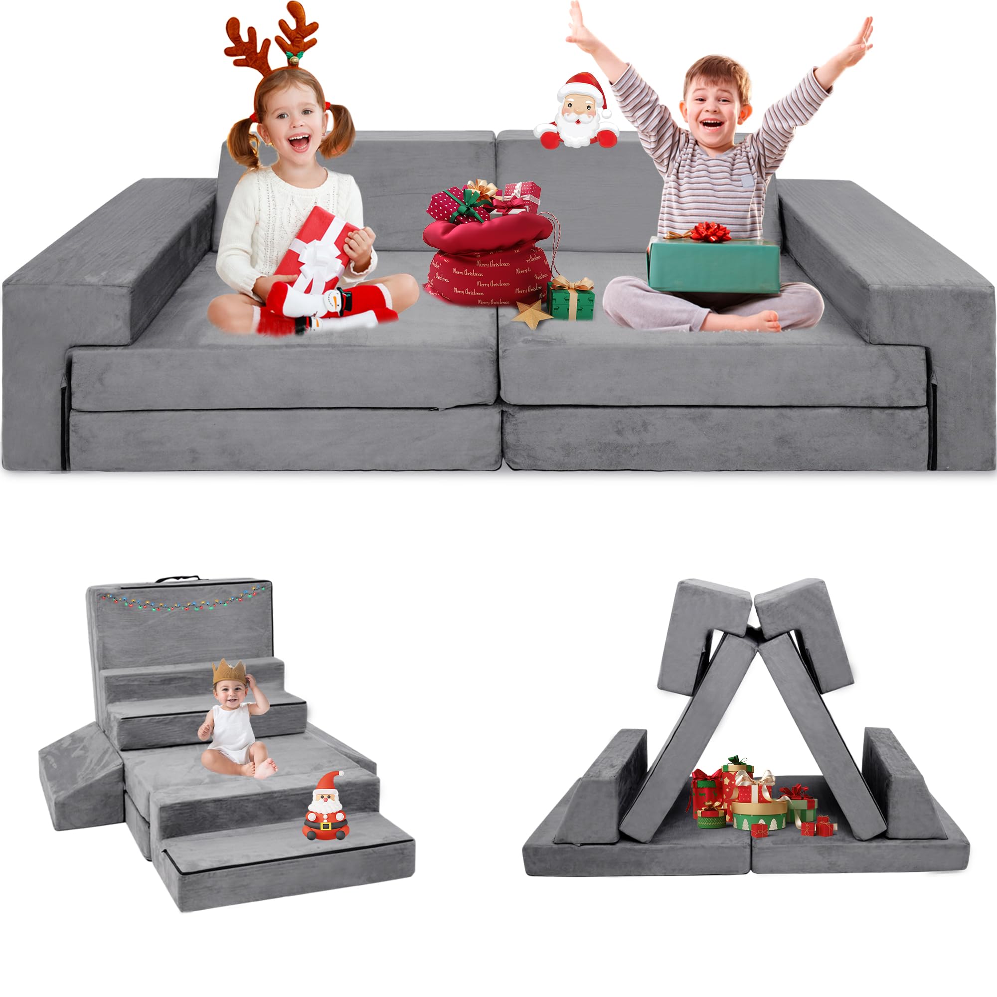 Kids Modular Play Couch Convertible Foam Sofa for Toddlers