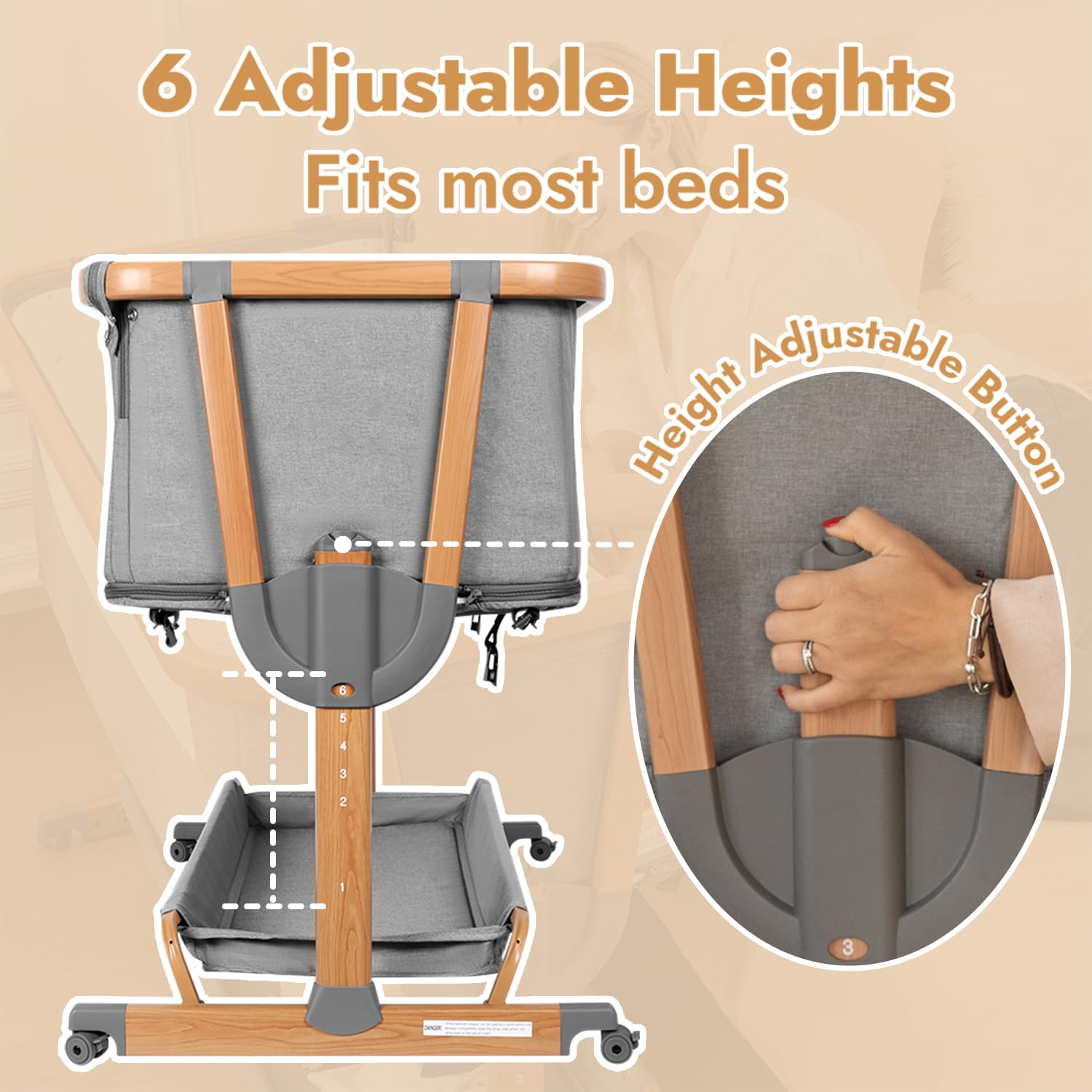 4-in-1 Convertible Baby Bassinet with Adjustable Height