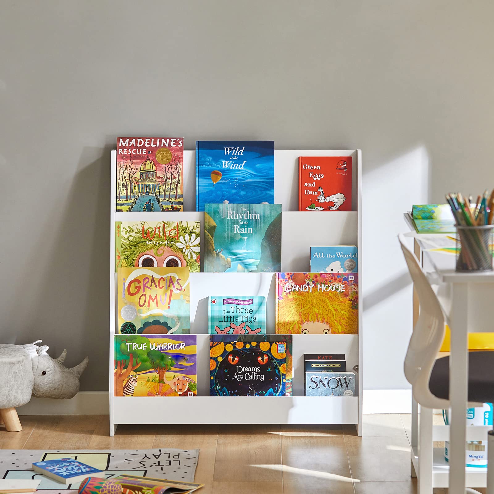 Bookshelf for Kids, Montessori Bookshelf Toddler Bookcase 4-Tiers