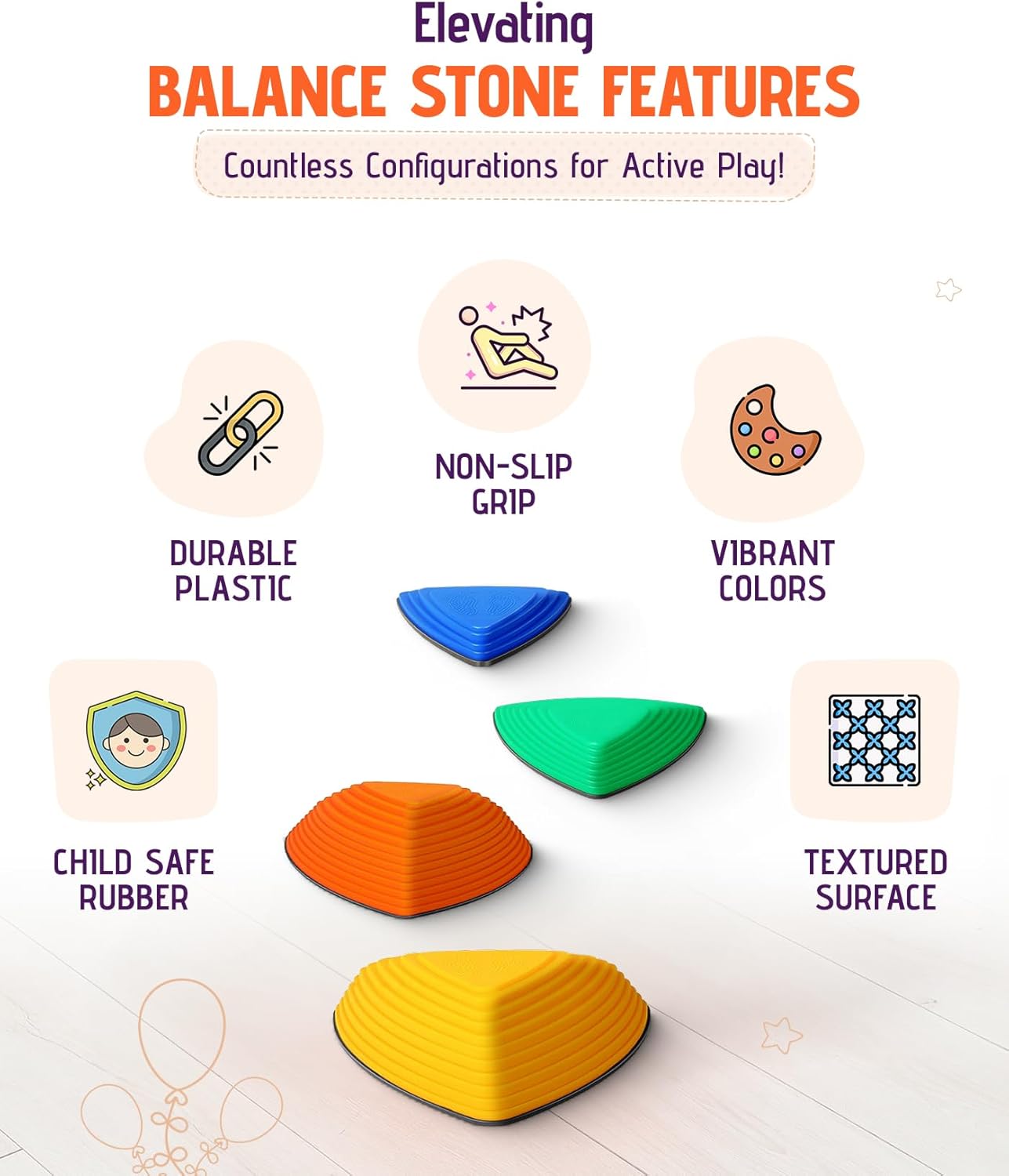 Giggle & Play | Wooden Stacking Stone Set For Motor Skills & Creativity