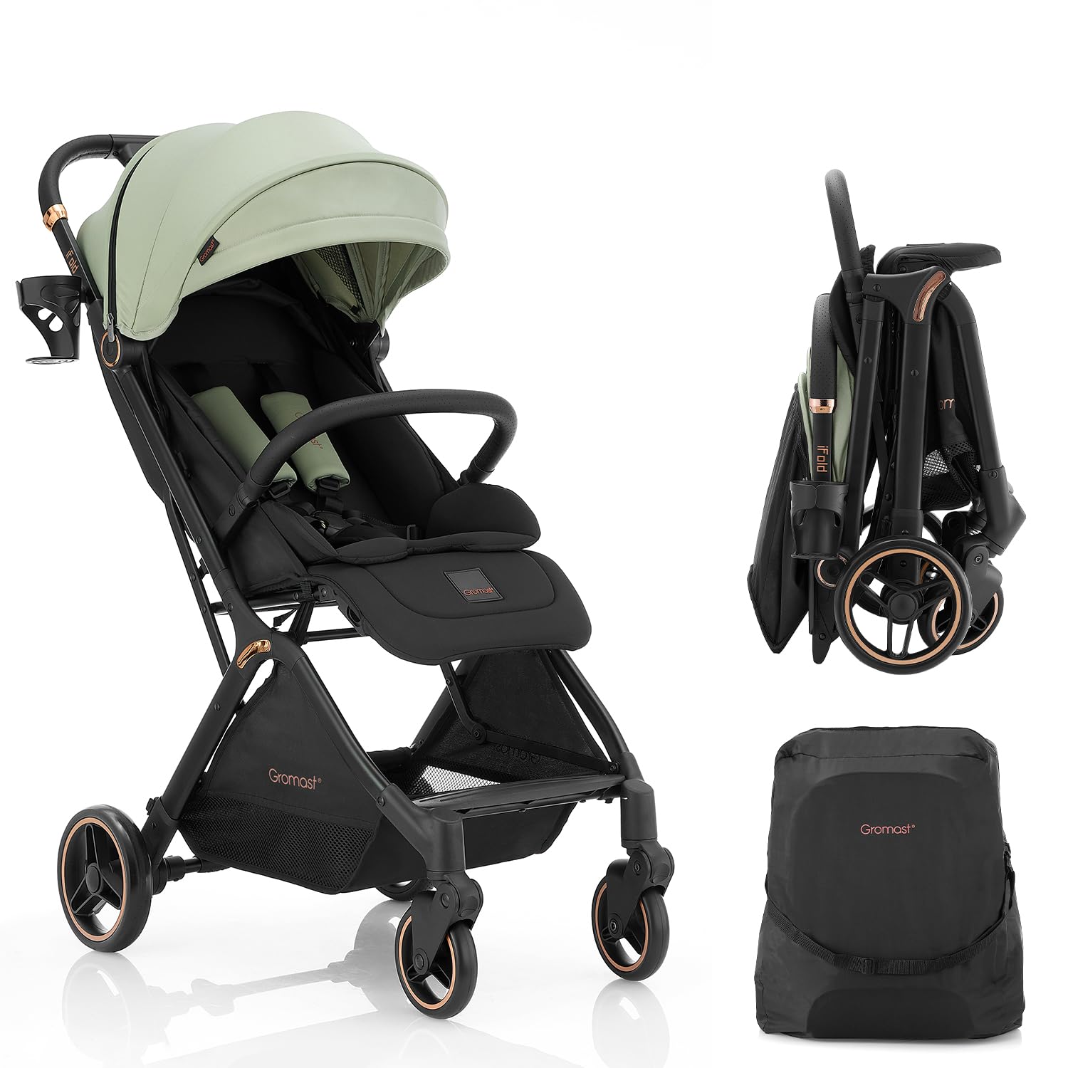 Gravity Folding Baby Stroller - Portable Travel Toddler Stroller w/Adjustable