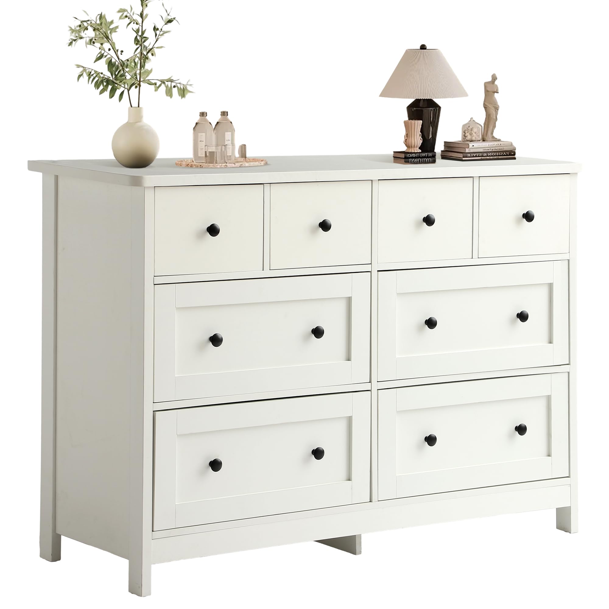 8 Drawer Wooden Dresser with Metal Knobs