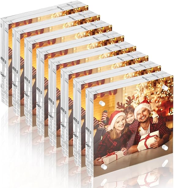 5 x 7 Acrylic Picture Frames 8 Pack, Clear Picture Frames Frameless Magnetic Picture