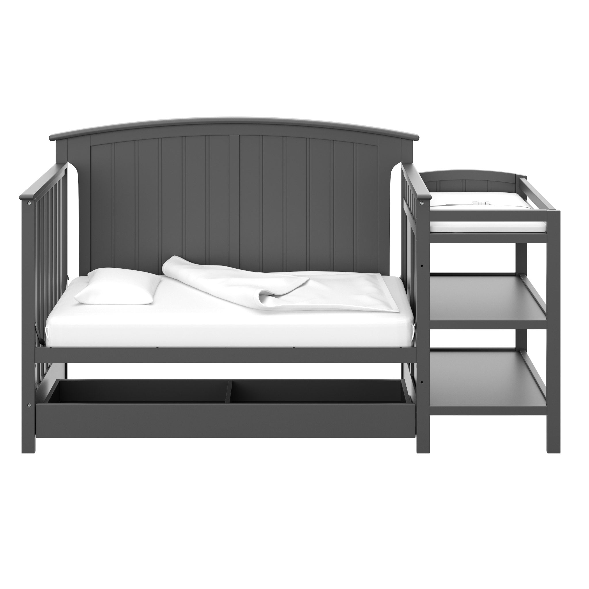 5-in-1 Convertible Crib with Changing Table and Drawer