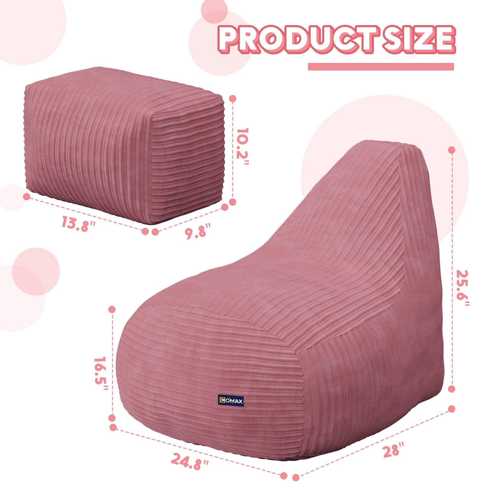 Kids Bean Bag Chair with Ottoman