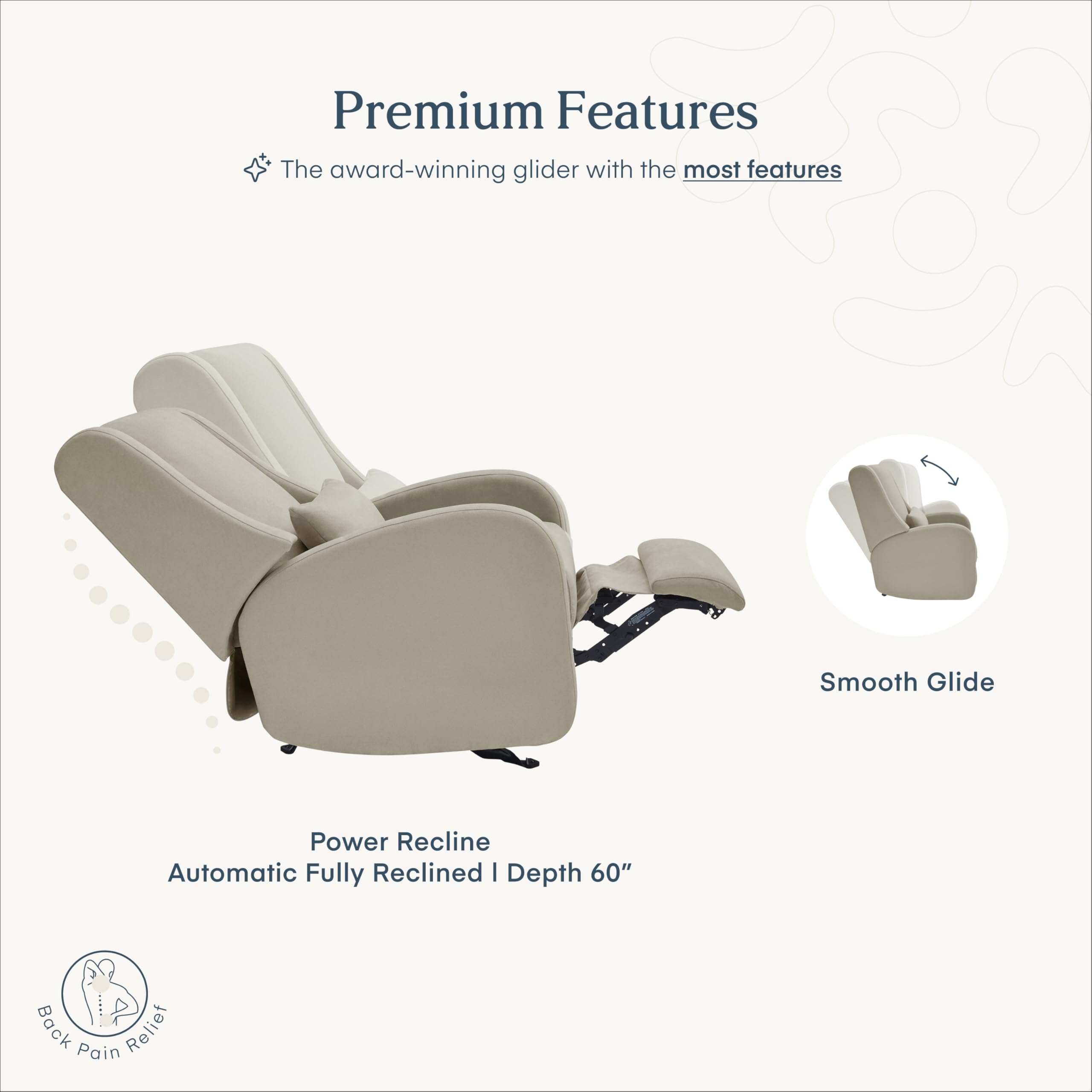 Power Reclining Glider for Nursery with Stain-Resistant Fabric