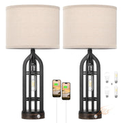 Table Lamps for Living Room Set of 2 - Black Bedside Lamp for Bedroom