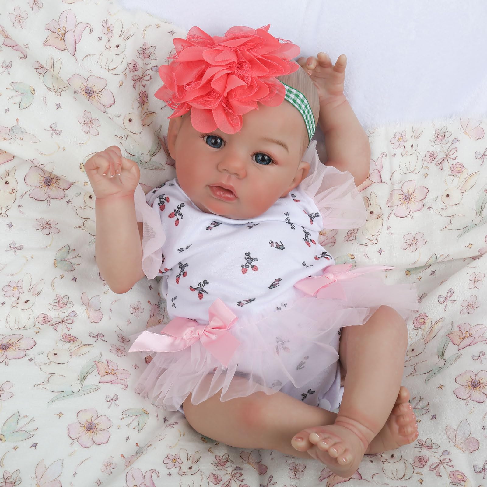Realistic Reborn Baby Dolls, 18 Inch Lifelike Newborn Eyes Open Girl Real Life Soft Cloth Body