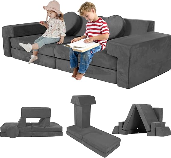 Modular Kids Play Couch 10PCS for Playroom Bedroom