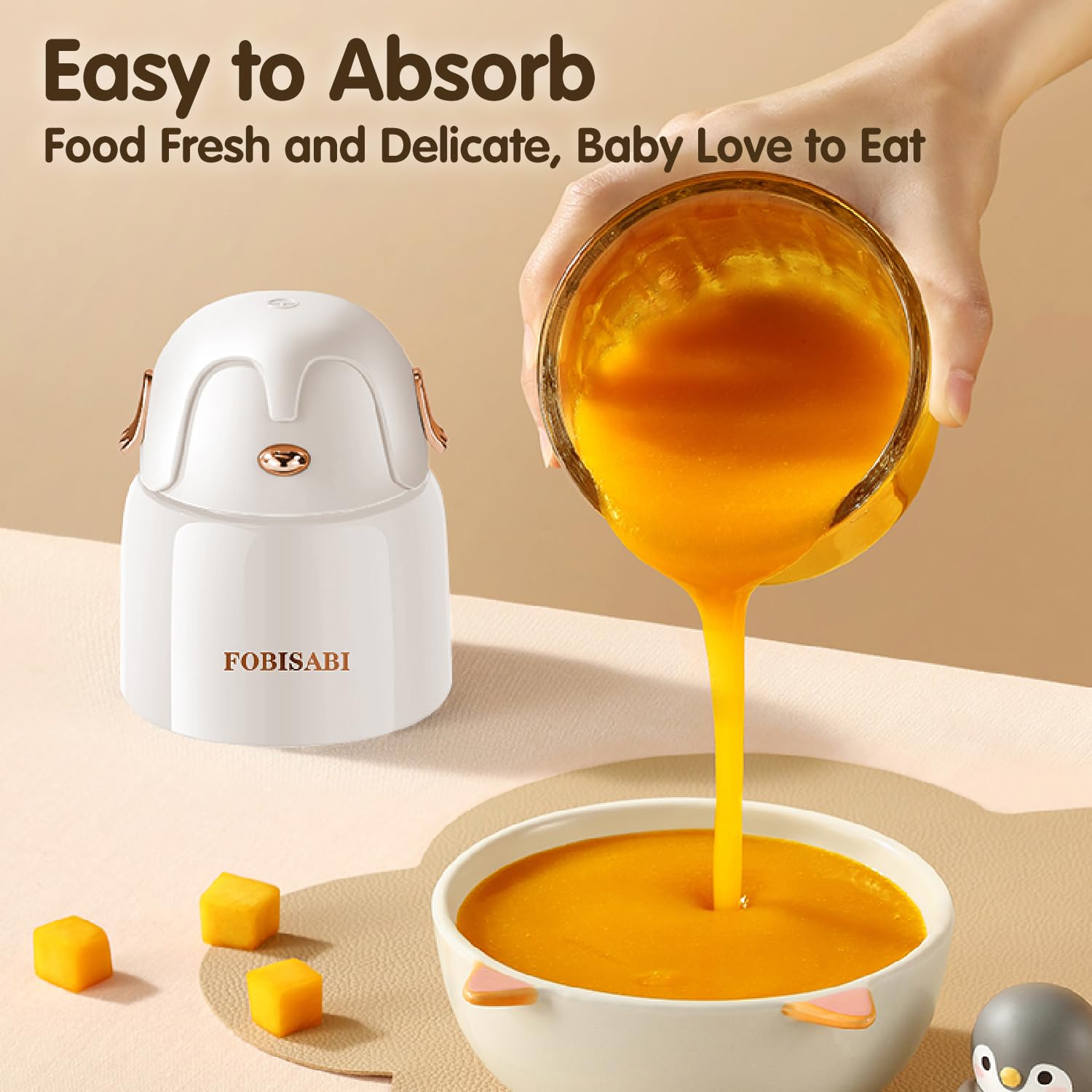 Baby Food Maker - Baby Food Processor with 2 Glass Bowls Baby Food Blender, Fruit, Vegatable, Meat, Baby Food Puree Maker Make Fresh and Nutritious Meals for Your Little One