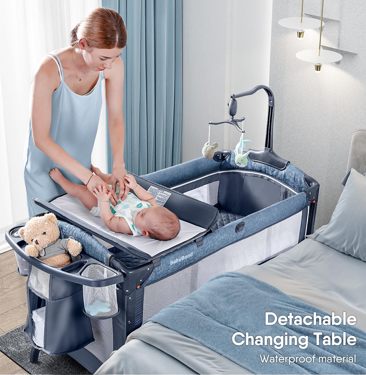 5-in-1 Portable Nursery Center with Bassinet and Changing Table