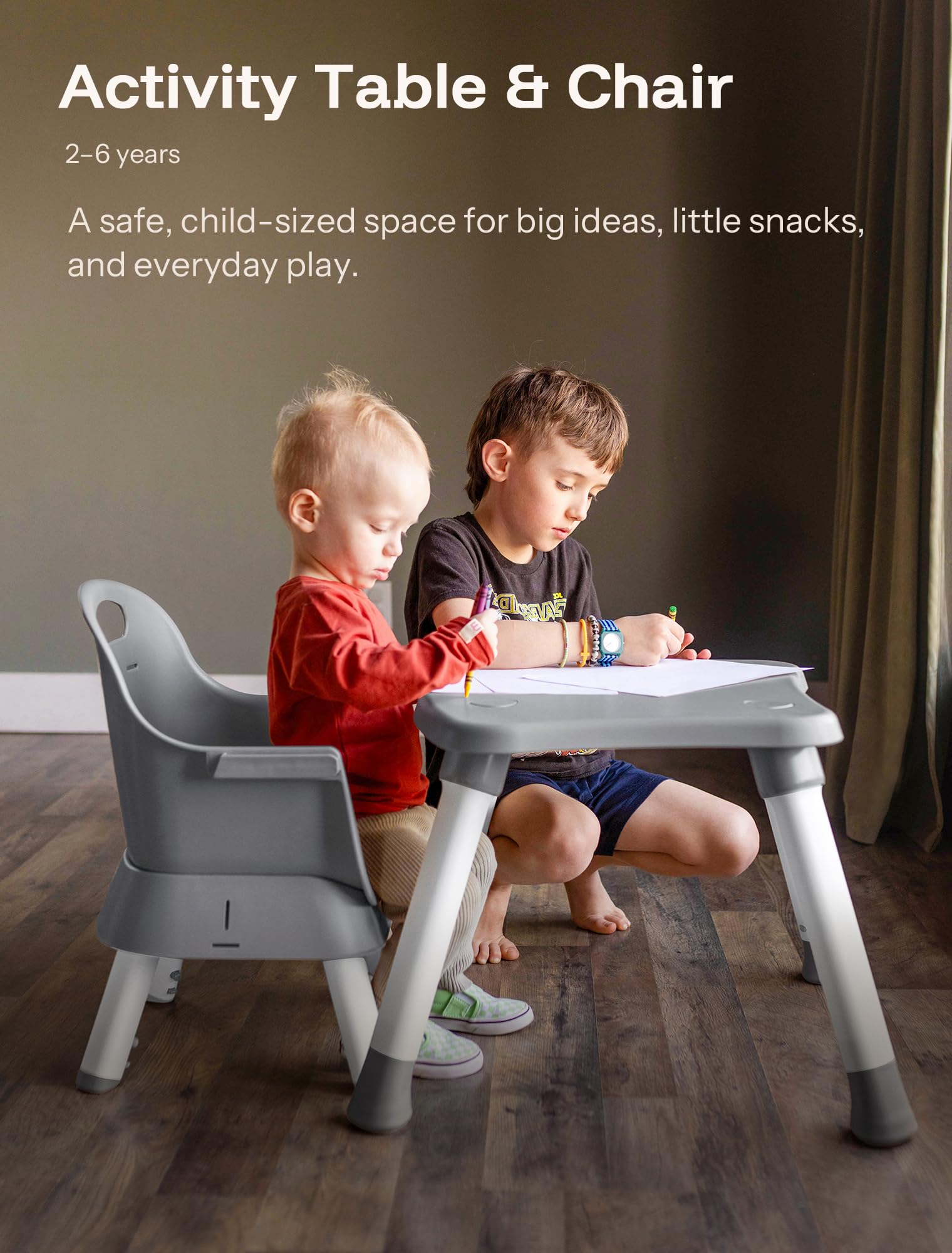 6-in-1 Convertible Baby High Chair with Removable Tray and Adjustable Seat